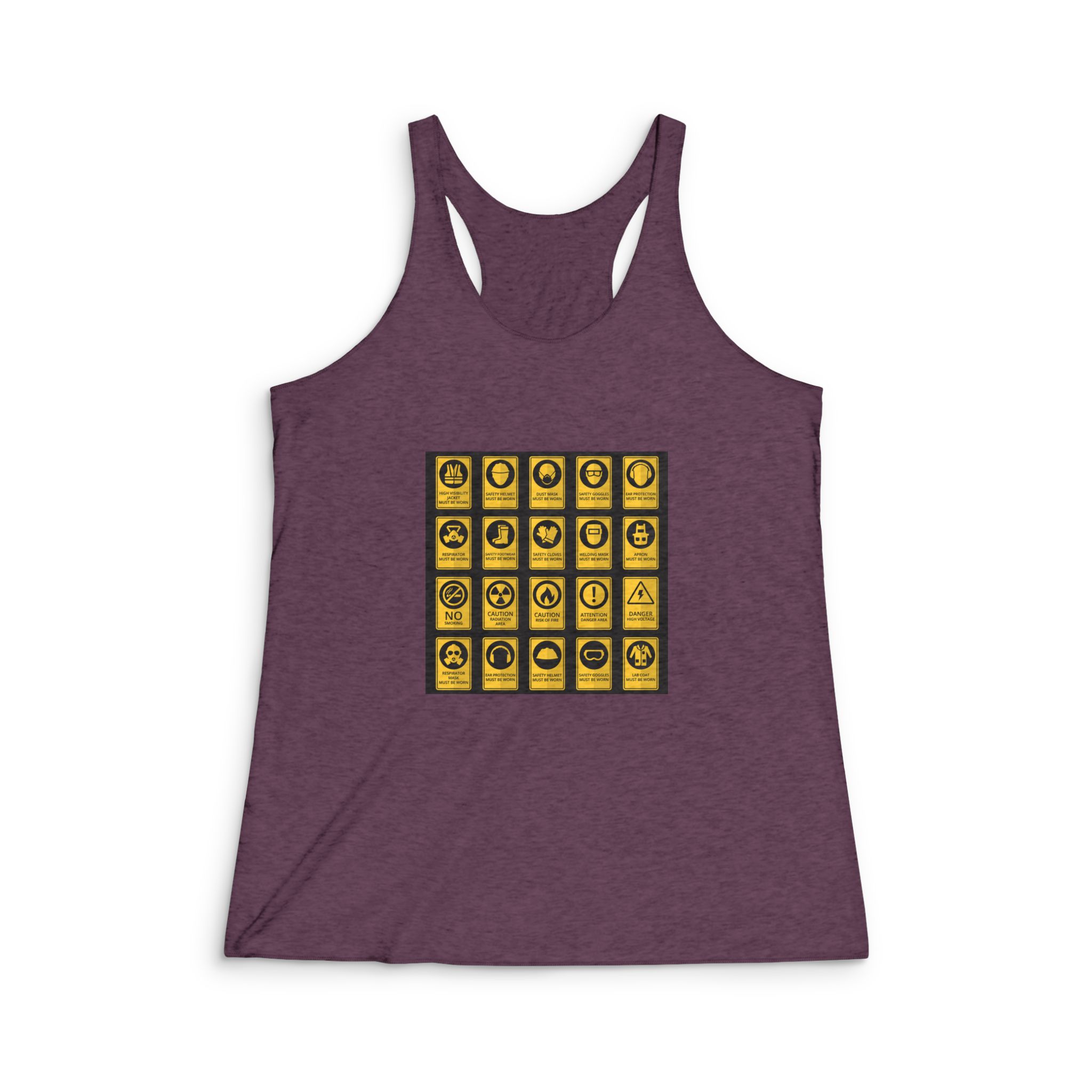 Health Safety Signs Safety Equipment Must Be Worn Womens Tri Blend Racerback Tank - Image 5