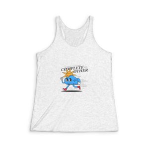 Hand Drawn Illustration Friendly Sun Clouds Womens Tri Blend Racerback Tank