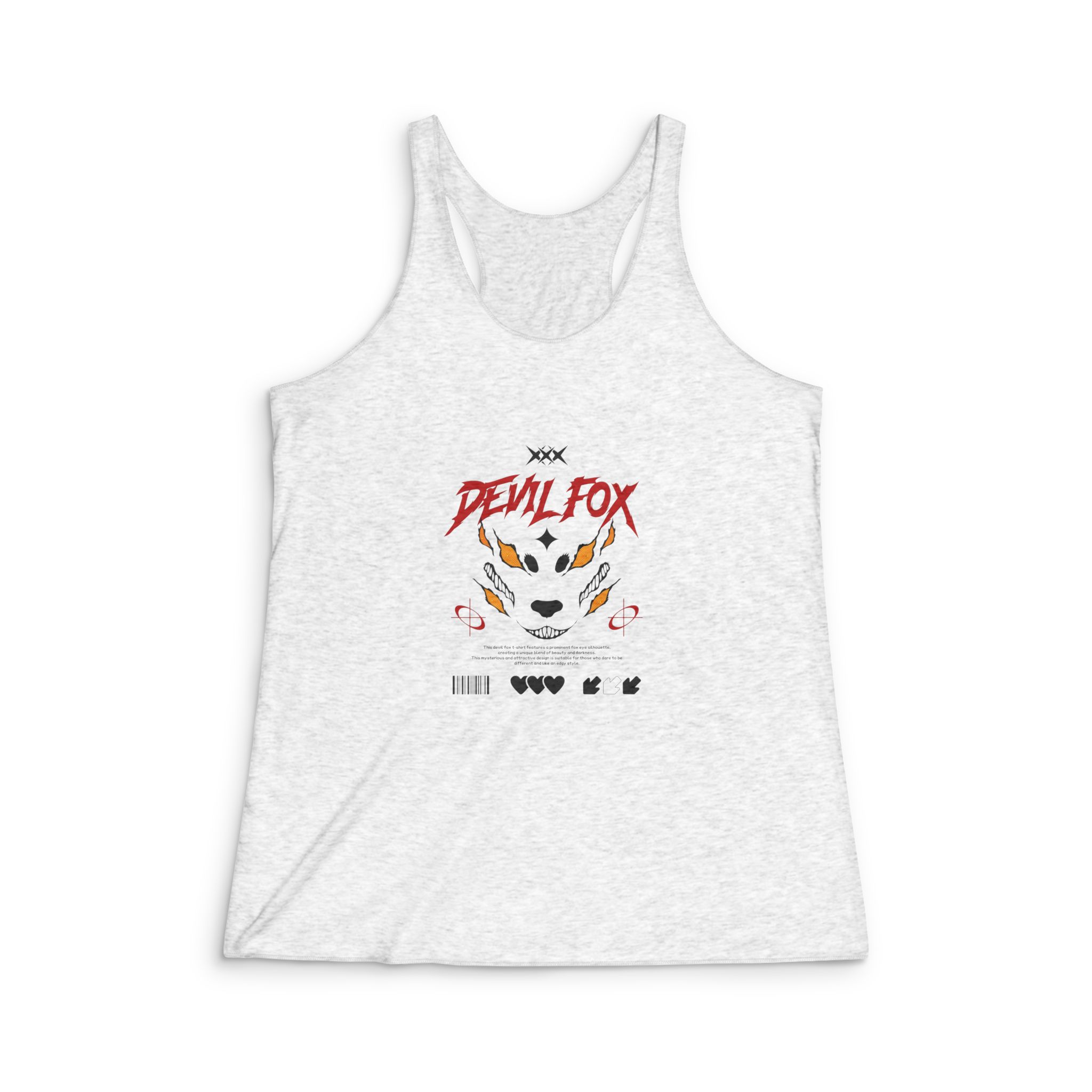 Devil Fox T Shirt Design Womens Tri Blend Racerback Tank