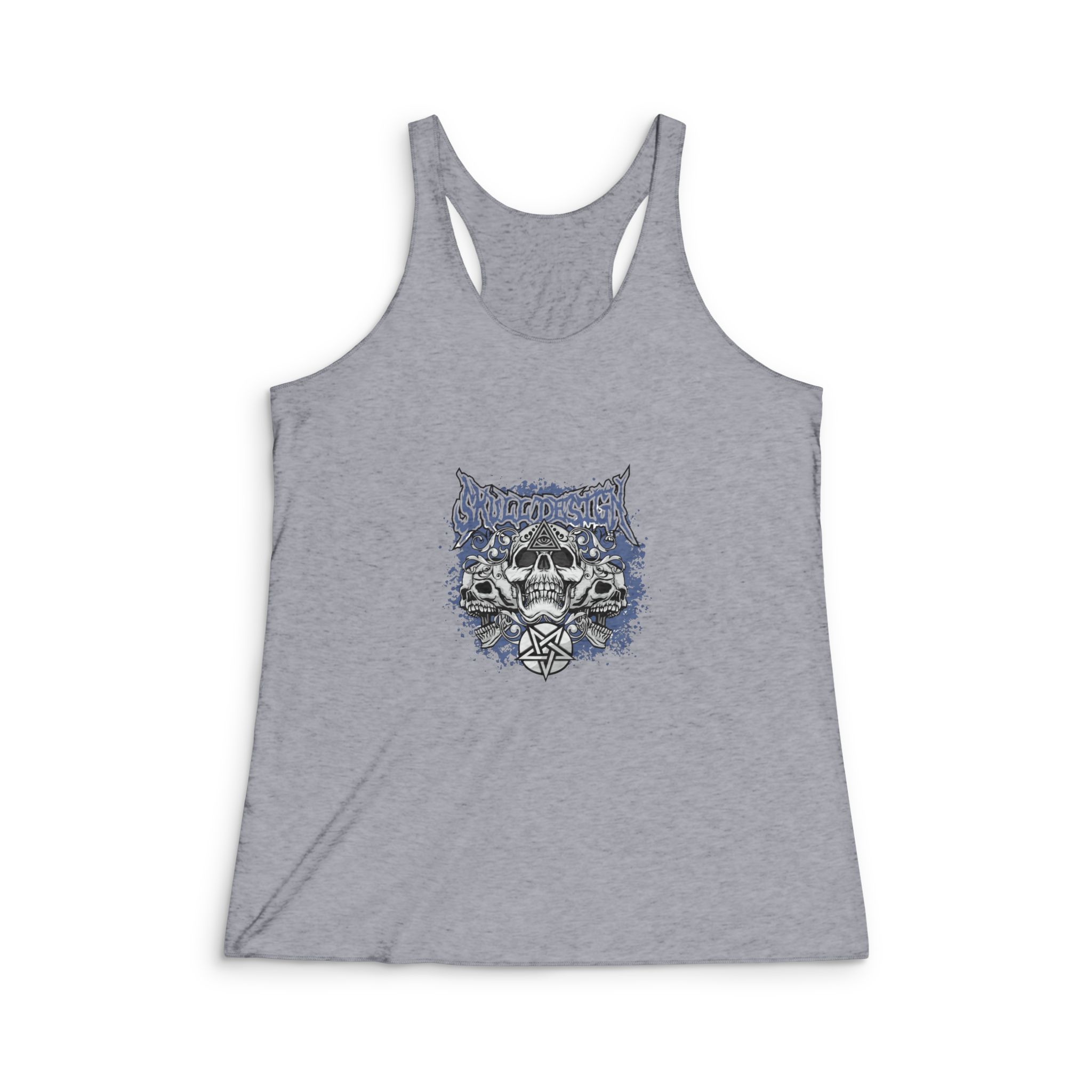Gothic Sign With Skull Grunge Vintage Design T Shirts (32) Womens Tri Blend Racerback Tank - Image 4
