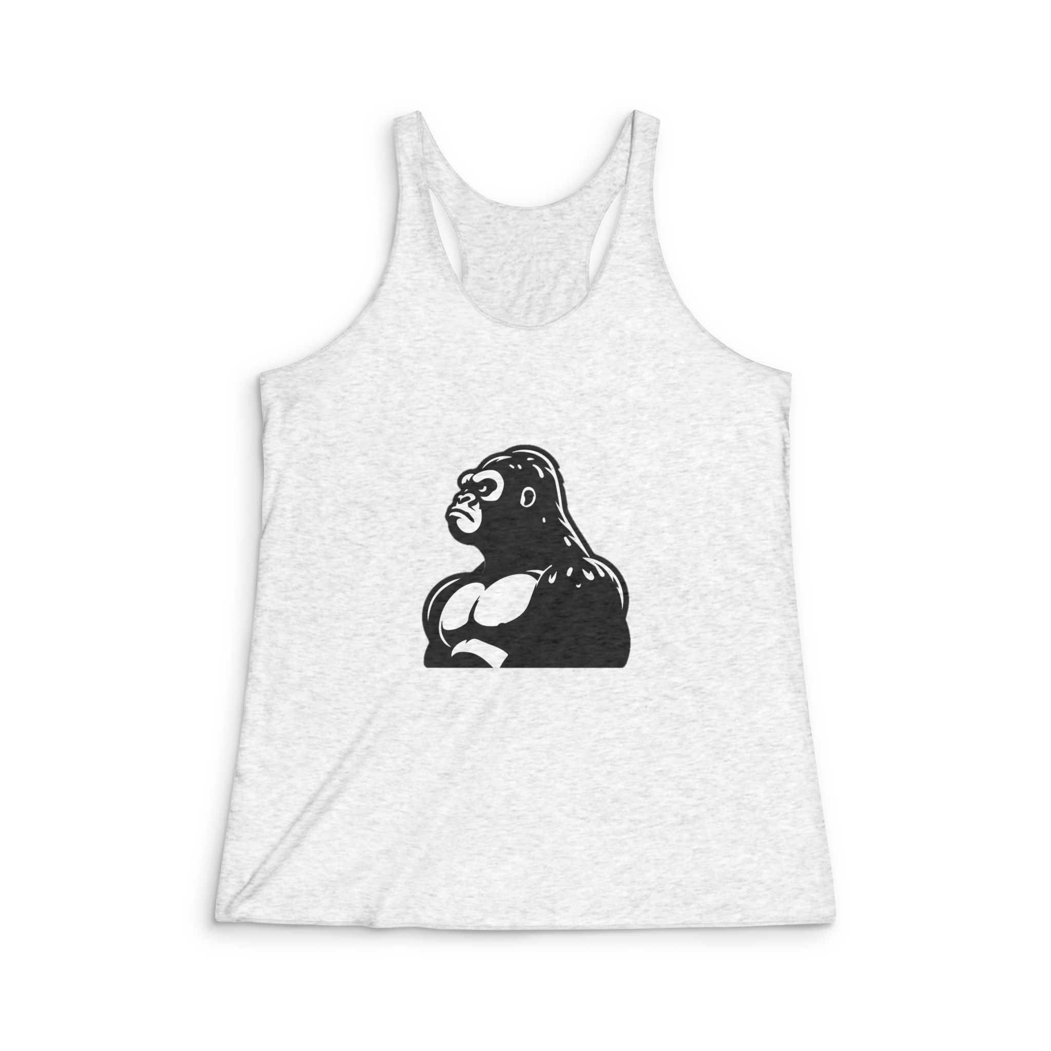 Gorilla Silhouette With Gray Background Womens Tri Blend Racerback Tank