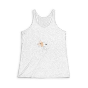 Drawing Woman With Flower Her Hair Womens Tri Blend Racerback Tank