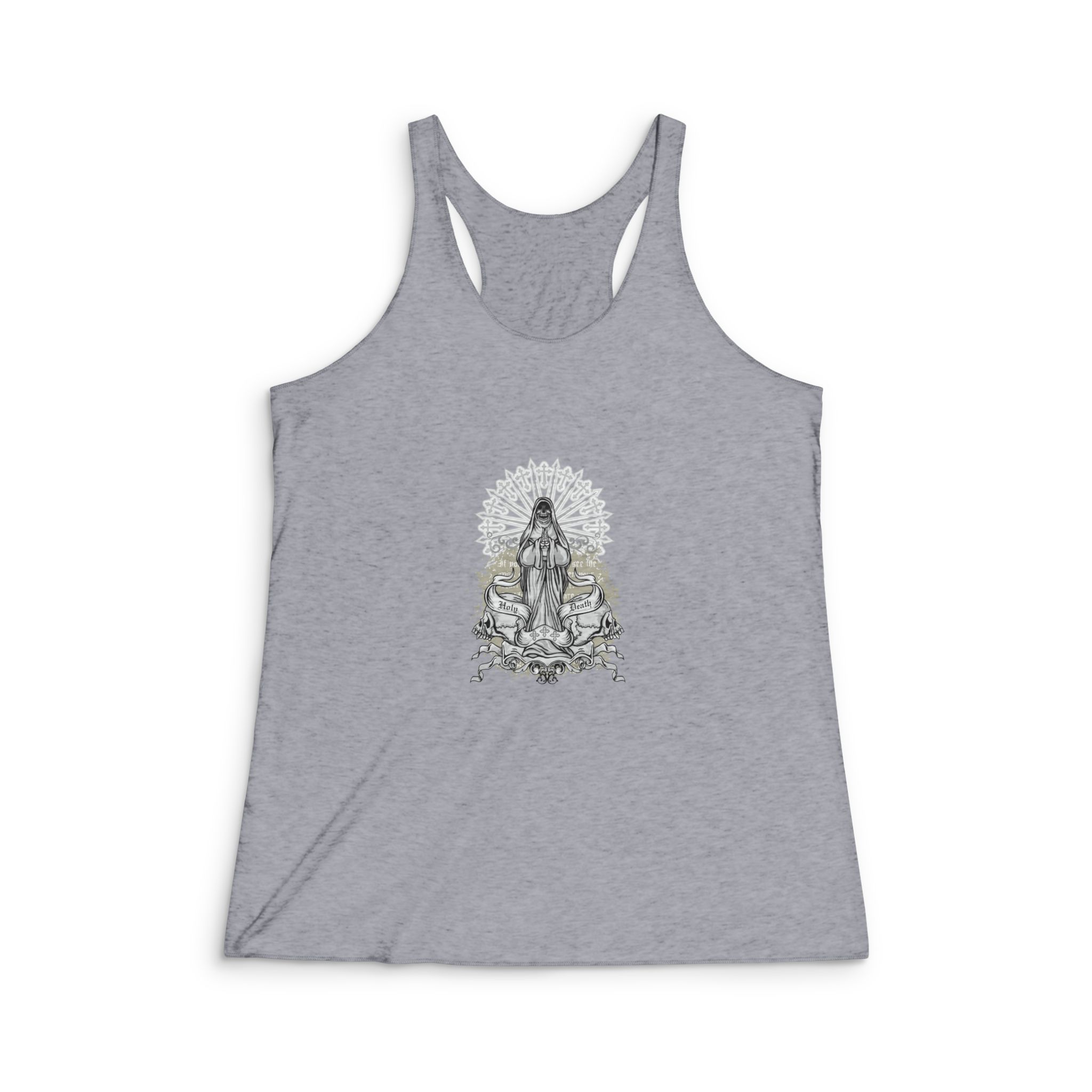 Gothic Sign With Skull Grunge Vintage Design T Shirts (38) Womens Tri Blend Racerback Tank - Image 4