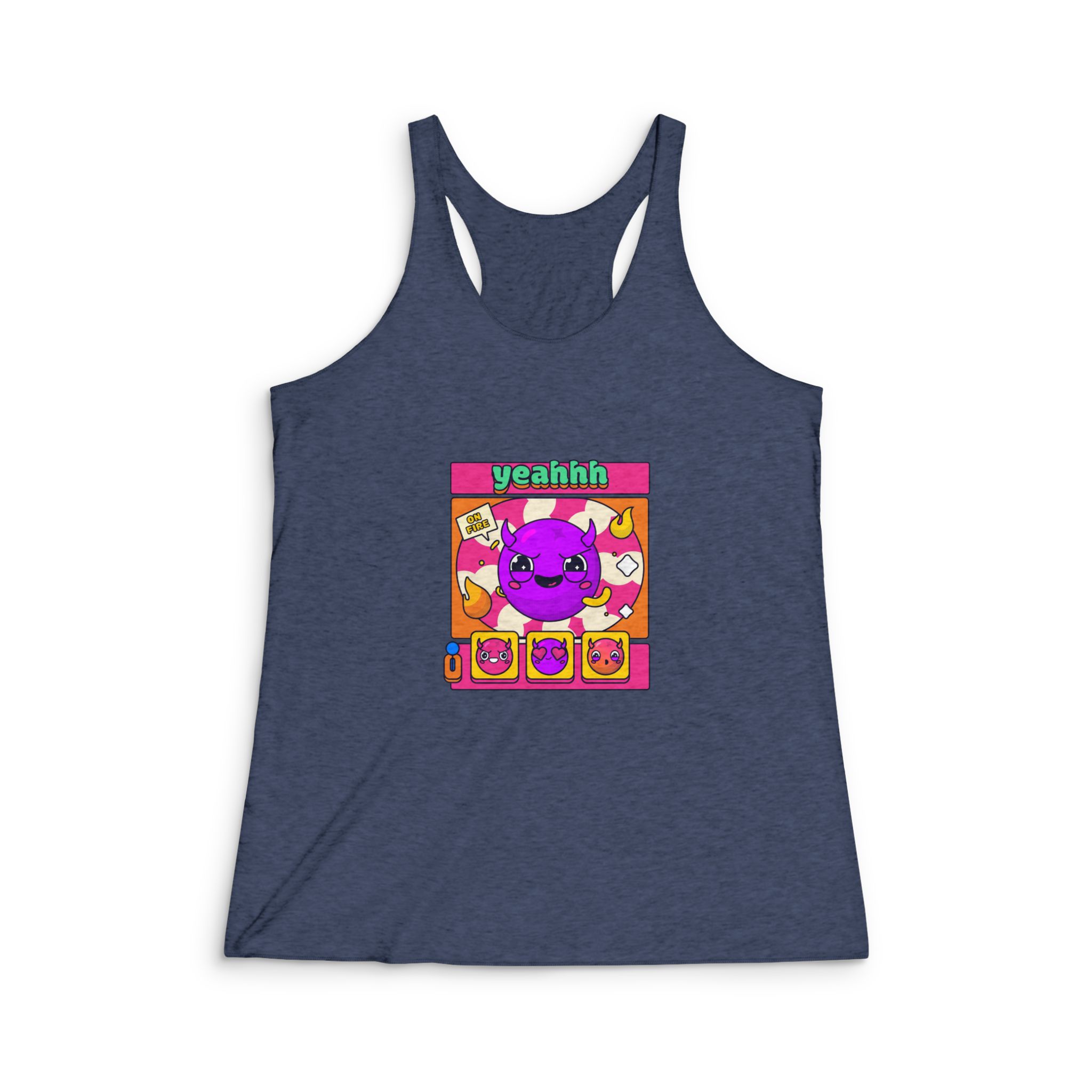 Horns Emoji Illustration Womens Tri Blend Racerback Tank - Image 3