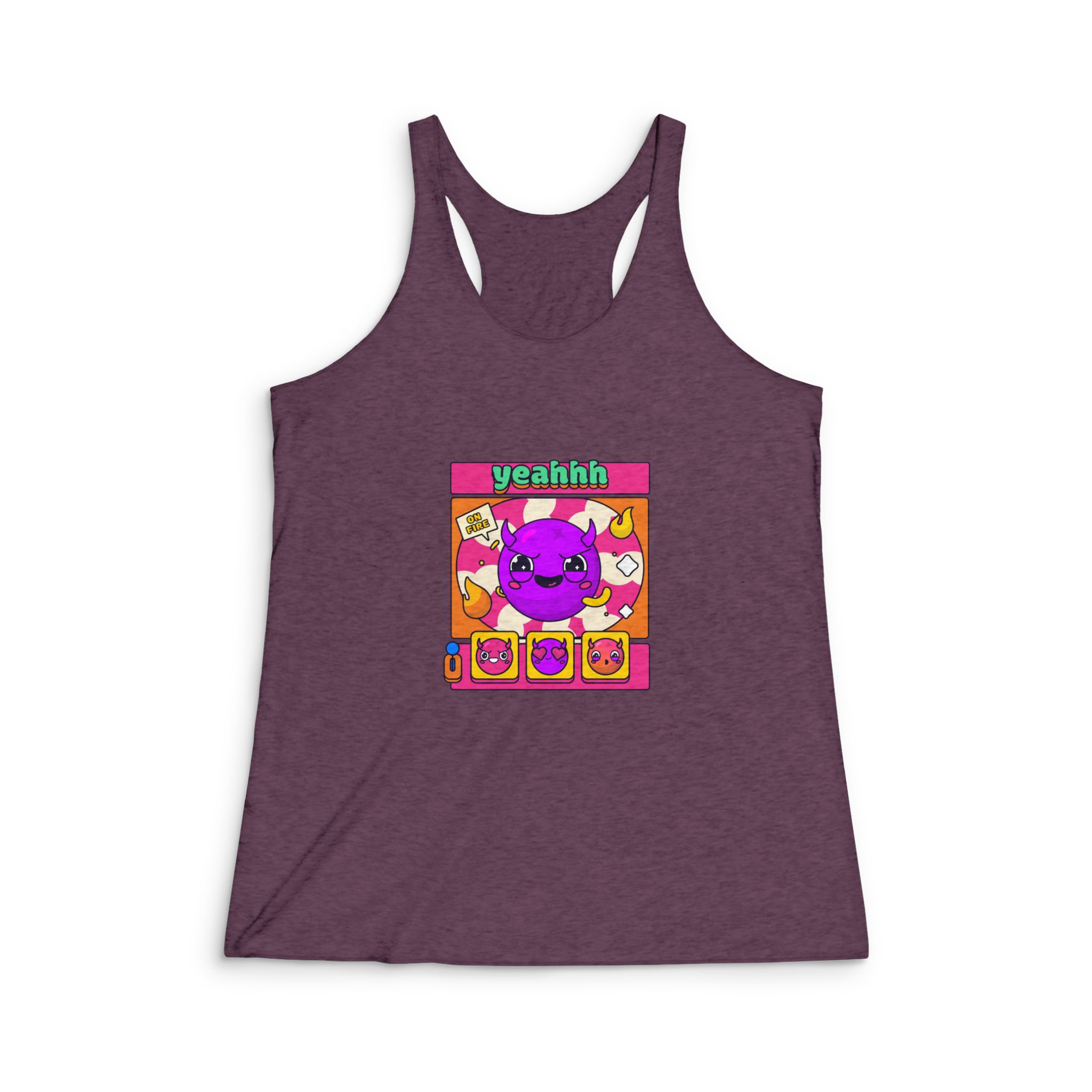 Horns Emoji Illustration Womens Tri Blend Racerback Tank - Image 5