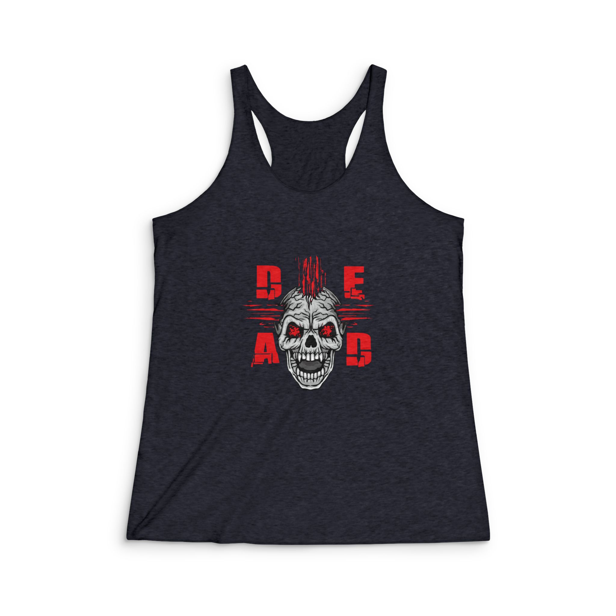 Gothic Sign With Skull Grunge Vintage Design T Shirts (48) Womens Tri Blend Racerback Tank - Image 2