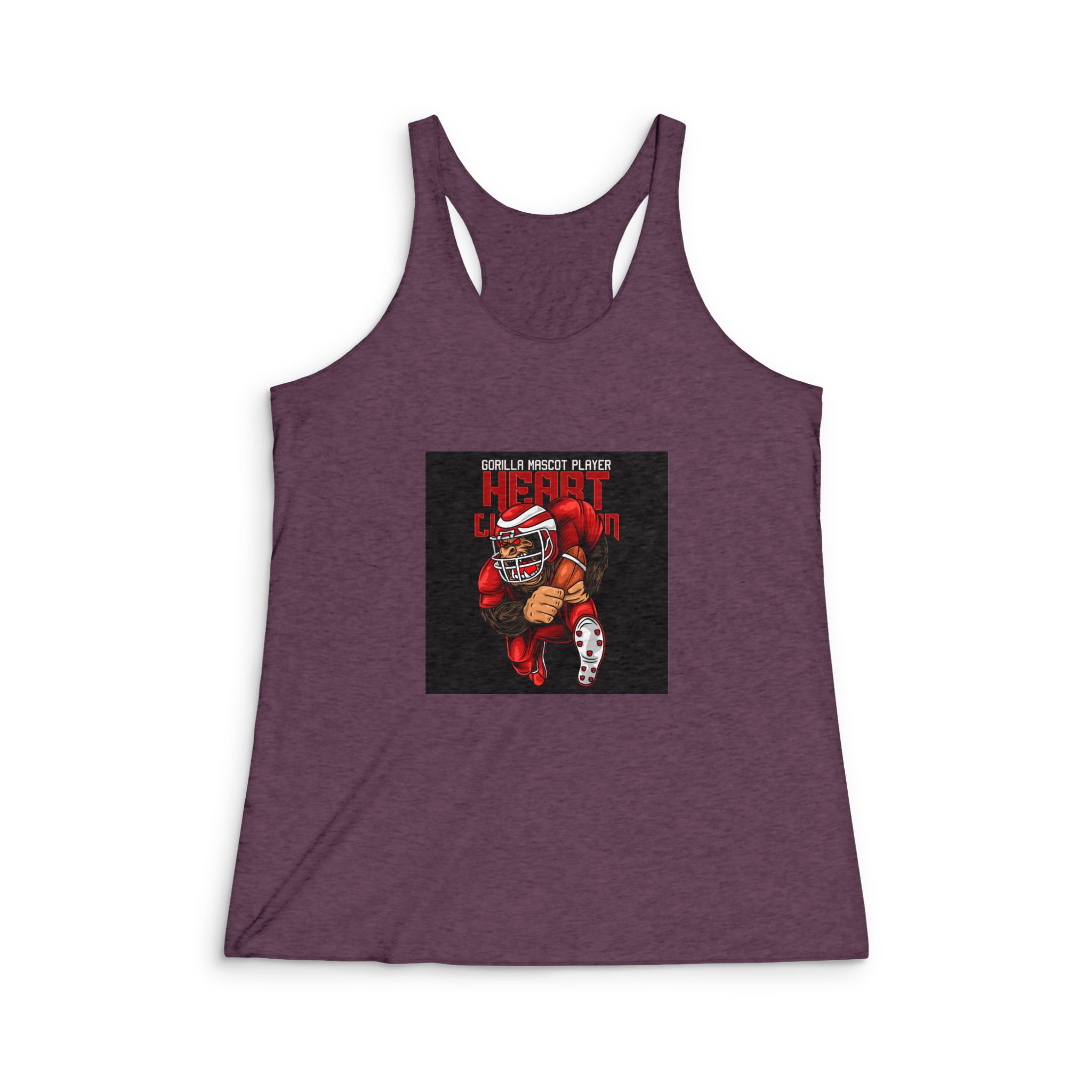 Gorilla Mascot American Football With Text Illustration Womens Tri Blend Racerback Tank - Image 5