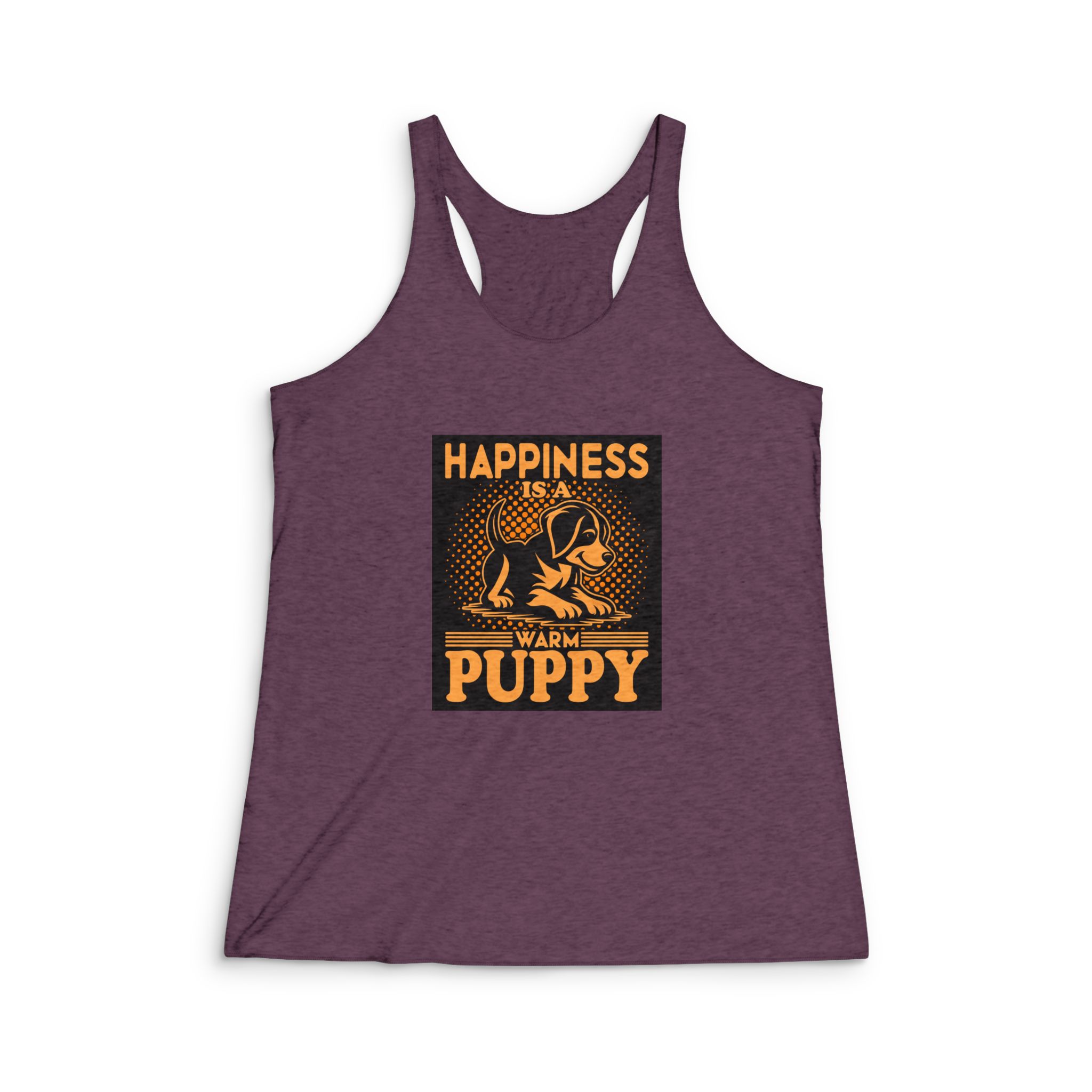 Happiness Is Warm Puppy Womens Tri Blend Racerback Tank - Image 5