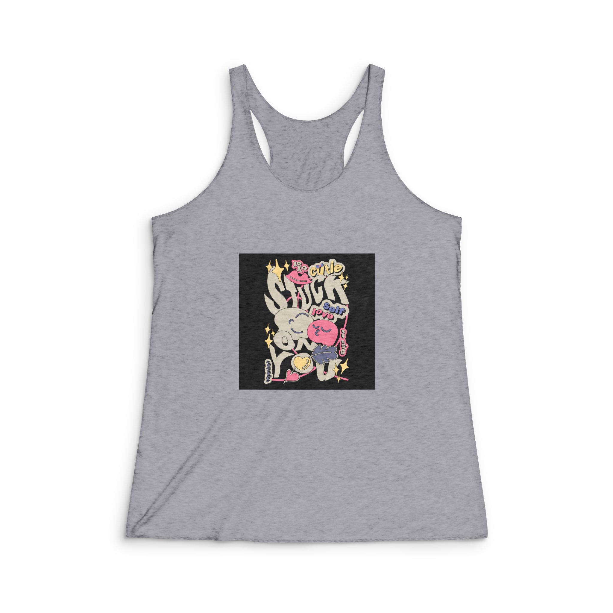 Happy Valentines Day Typography Vector Design Womens Tri Blend Racerback Tank - Image 4