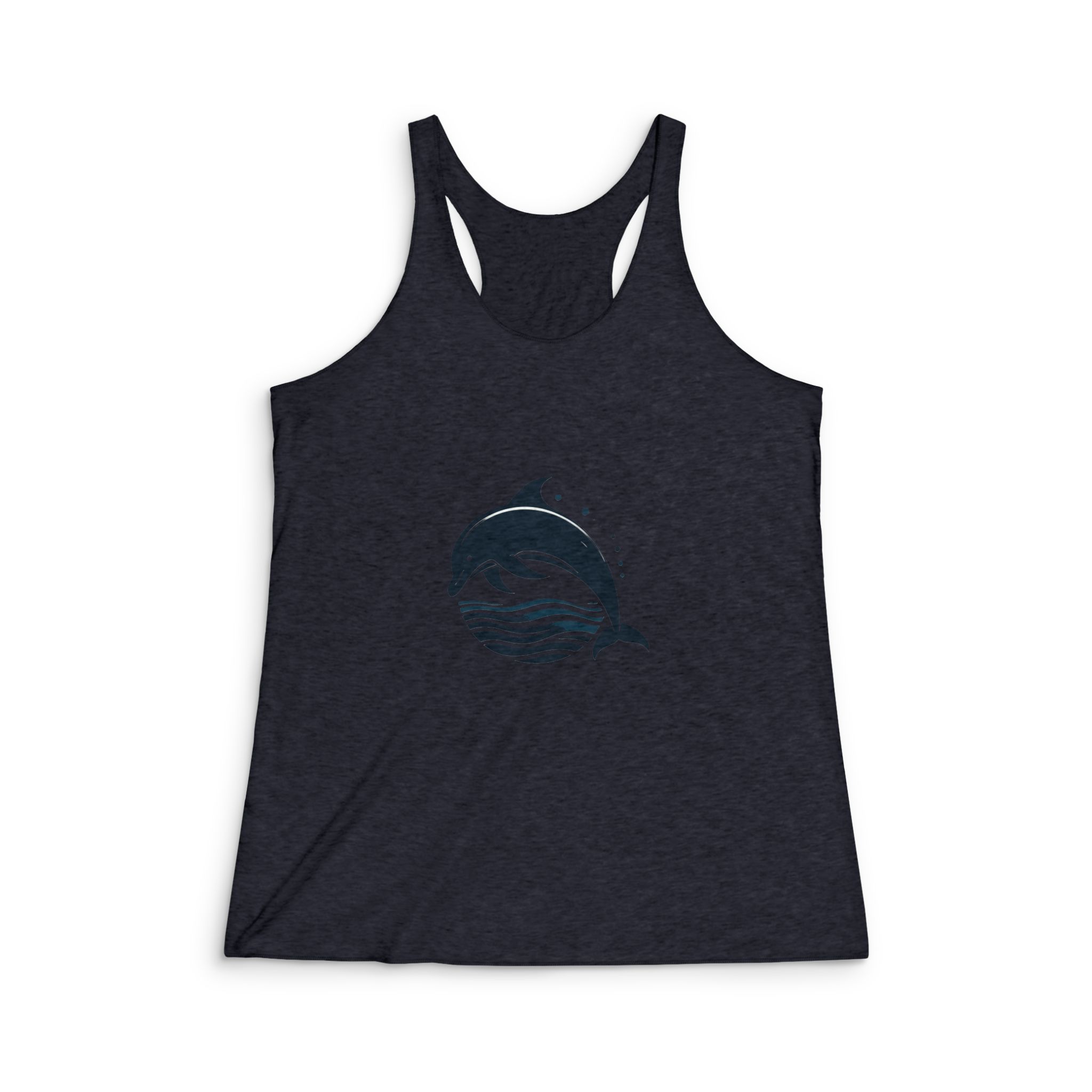 Dolphin That Is Water With Bubbles Womens Tri Blend Racerback Tank - Image 2