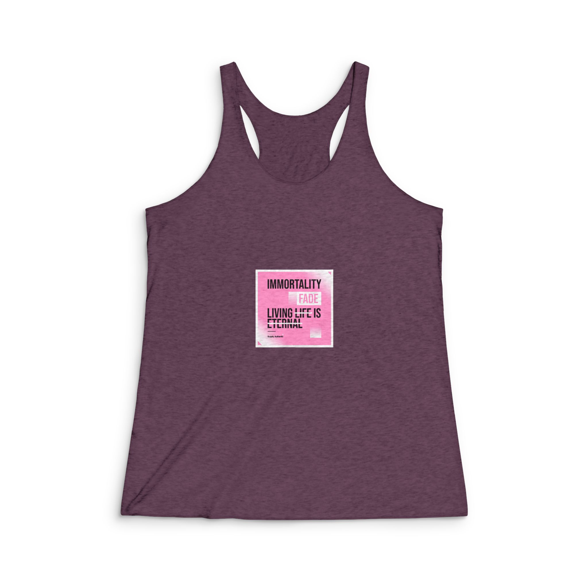 Immortality Fade Slogan Simple Vintage Fashion Womens Tri Blend Racerback Tank - Image 5
