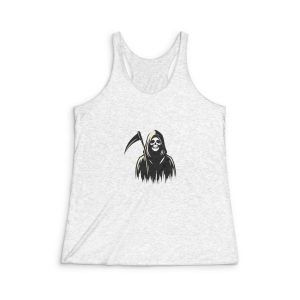 Grim Reaper Black White Silhouette (3) Womens Tri Blend Racerback Tank