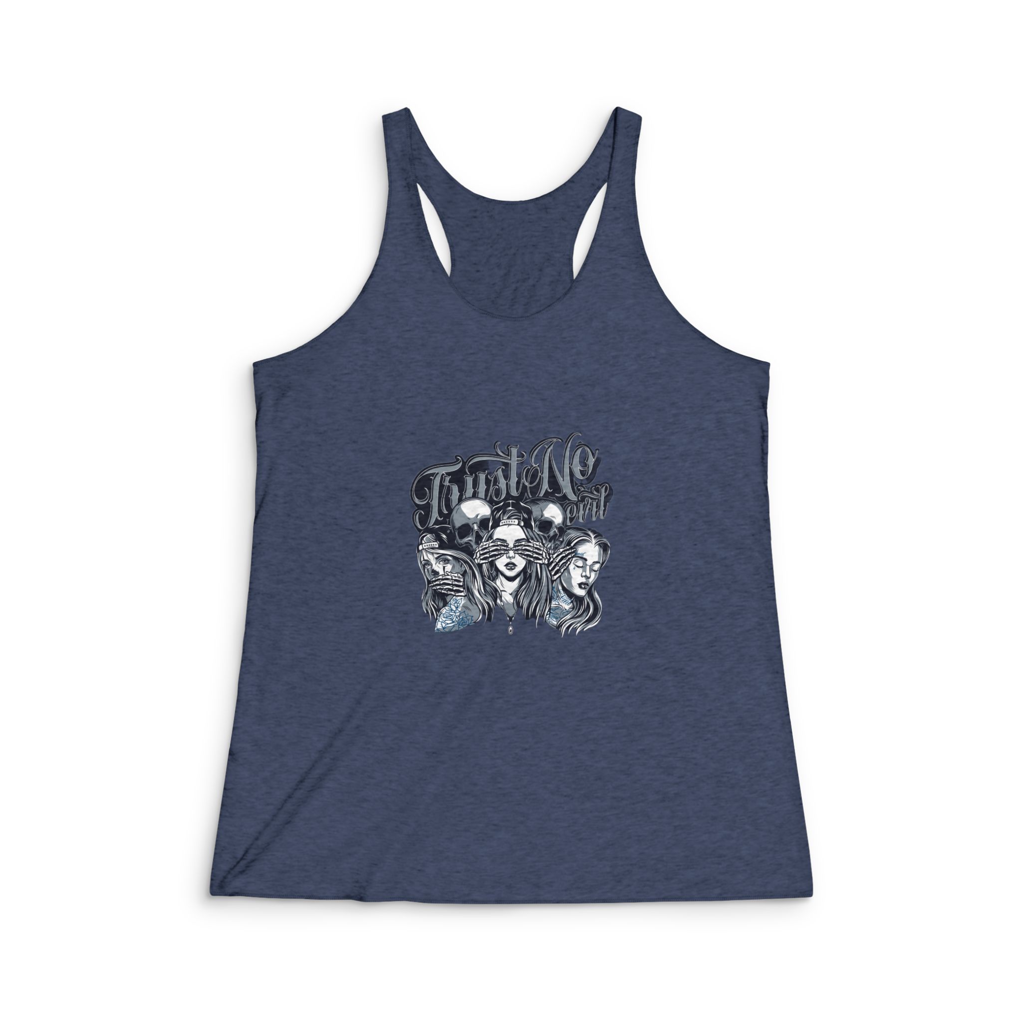 Chicano Style Three Mystic Apes Womens Tri Blend Racerback Tank - Image 3