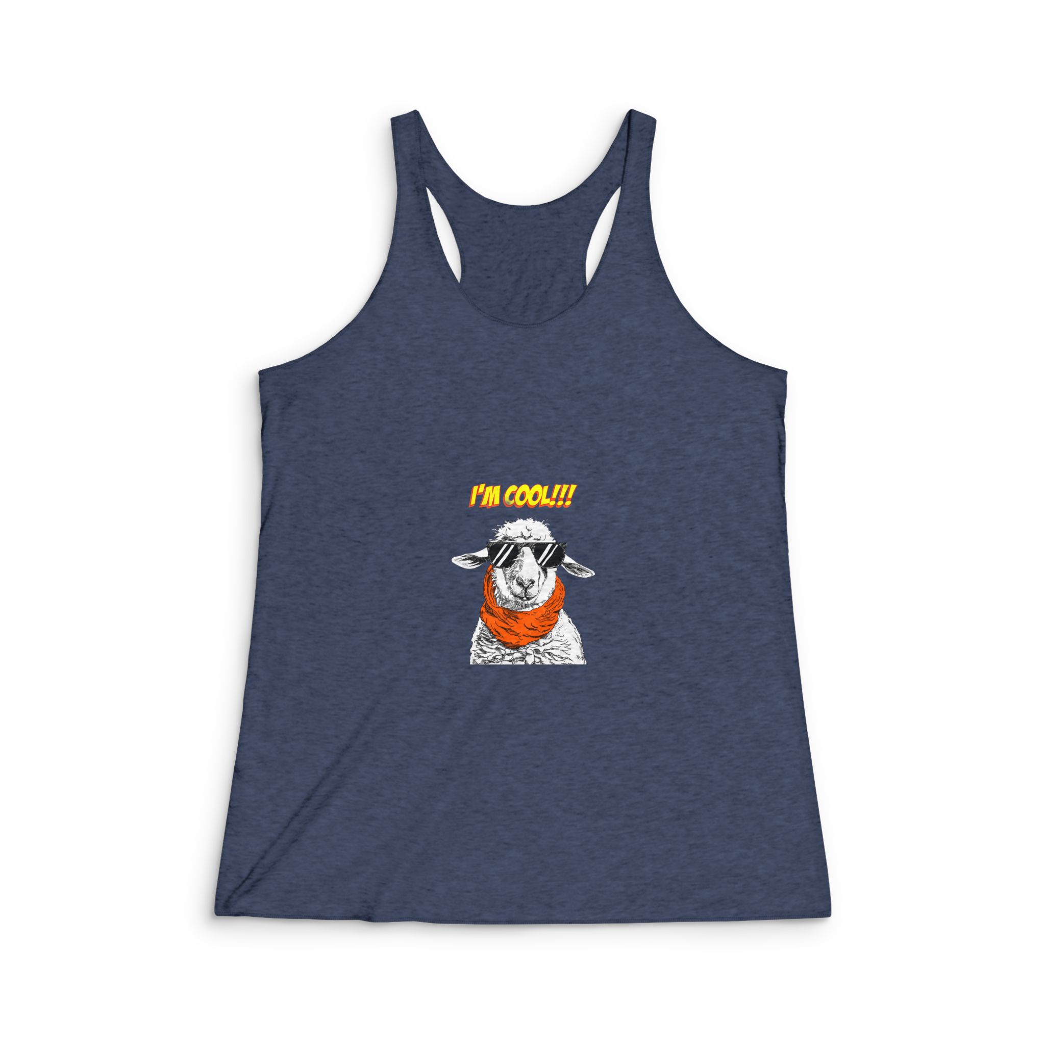I M Cool Sheep Abstarct Cartoon Womens Tri Blend Racerback Tank - Image 3