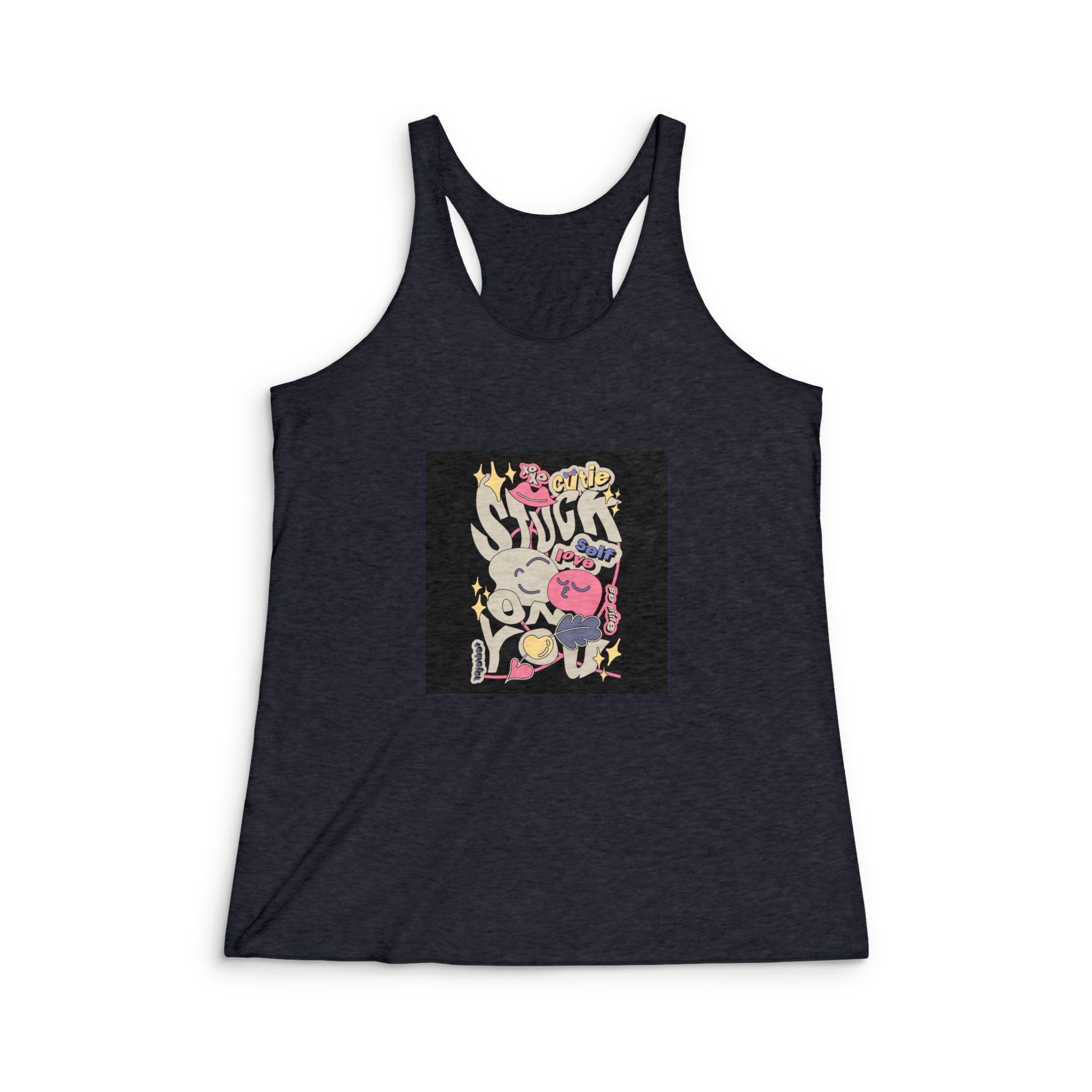 Happy Valentines Day Typography Vector Design Womens Tri Blend Racerback Tank - Image 2