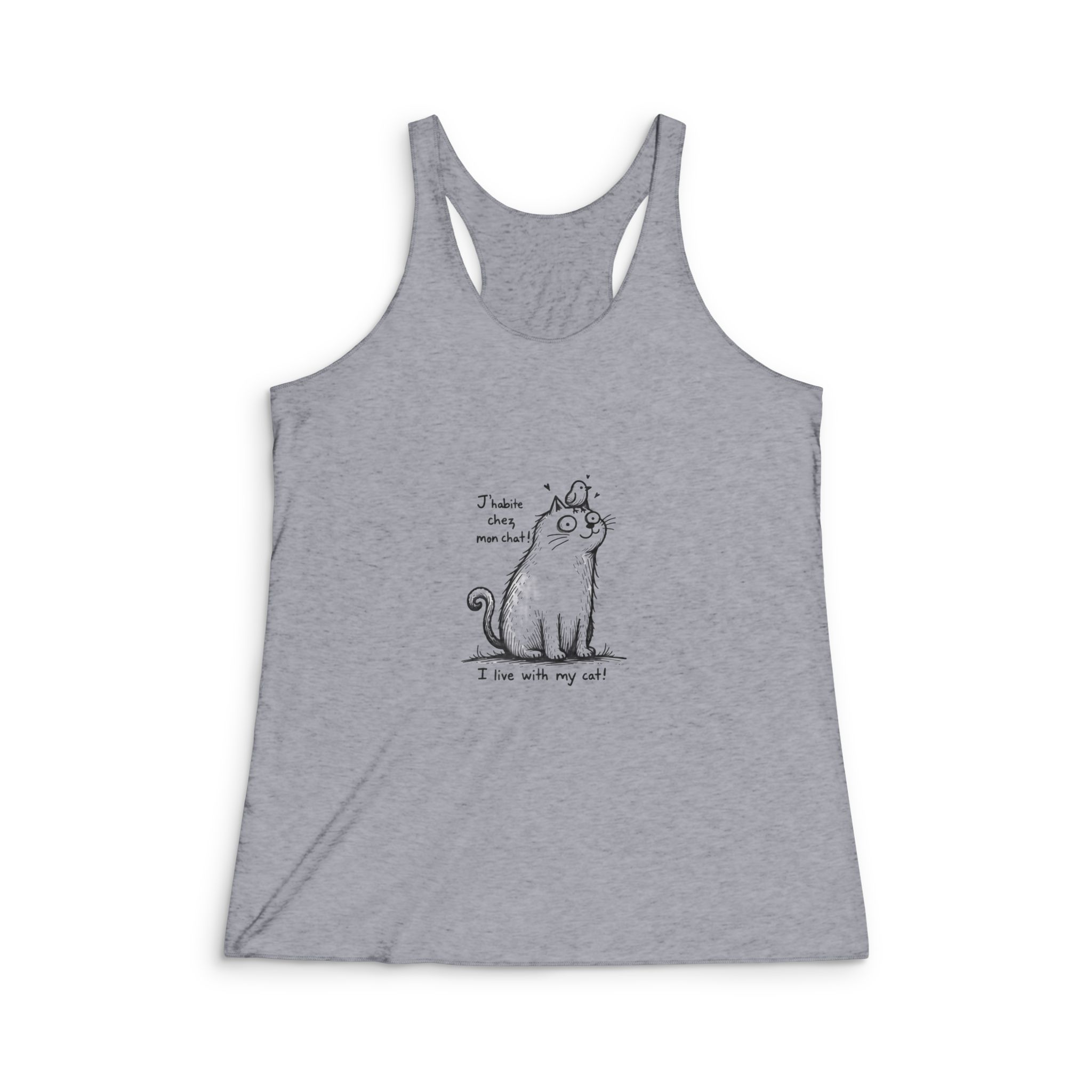 J'habite Chez Mon Chat Copia 2 Womens Tri Blend Racerback Tank - Image 4