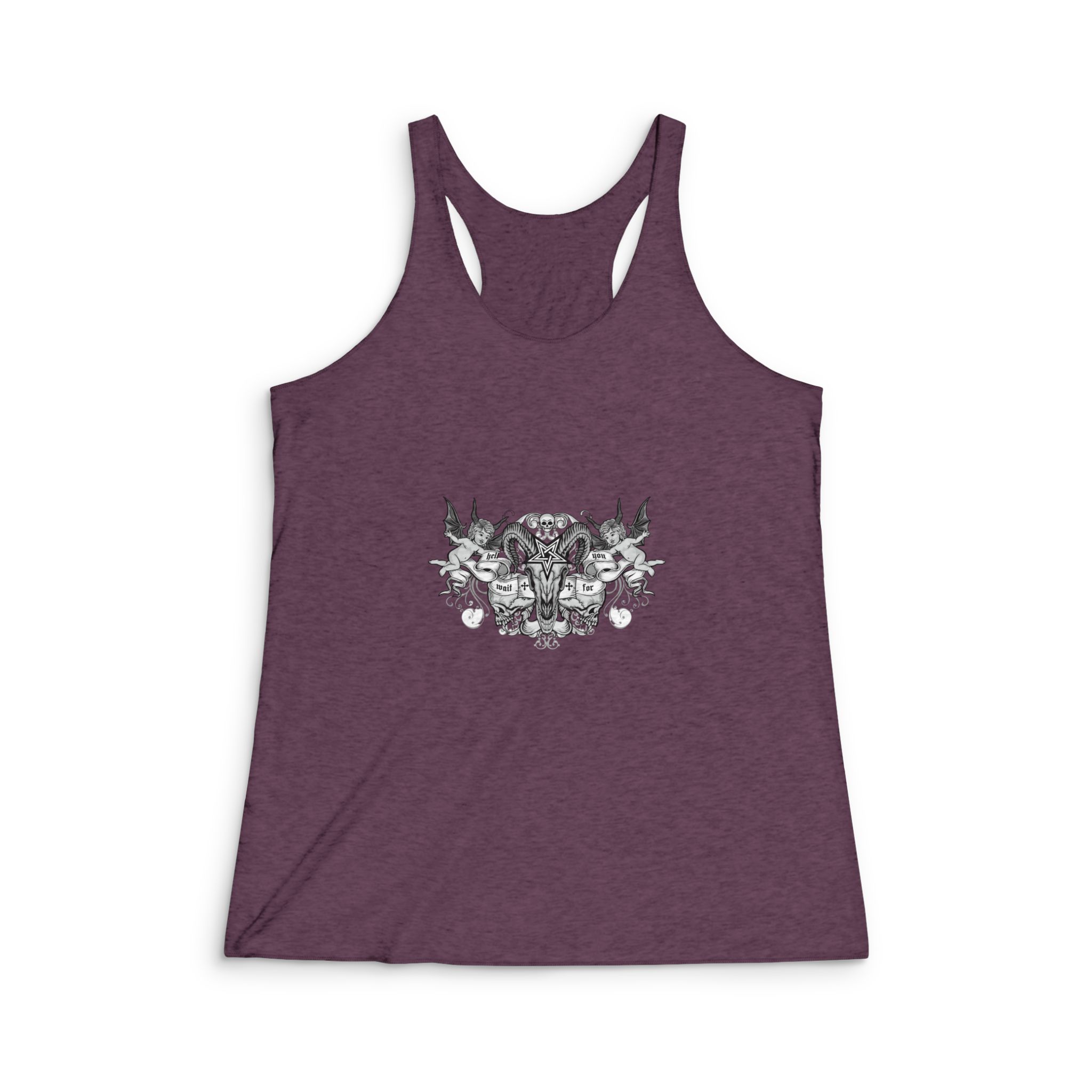 Gothic Sign With Skull Grunge Vintage Design T Shirts (36) Womens Tri Blend Racerback Tank - Image 5