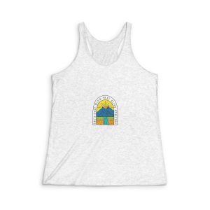 Lets Your Mind Feel Alive Free Mountain Nature Design Tshirt Badge Sticker Etc Womens Tri Blend Racerback Tank