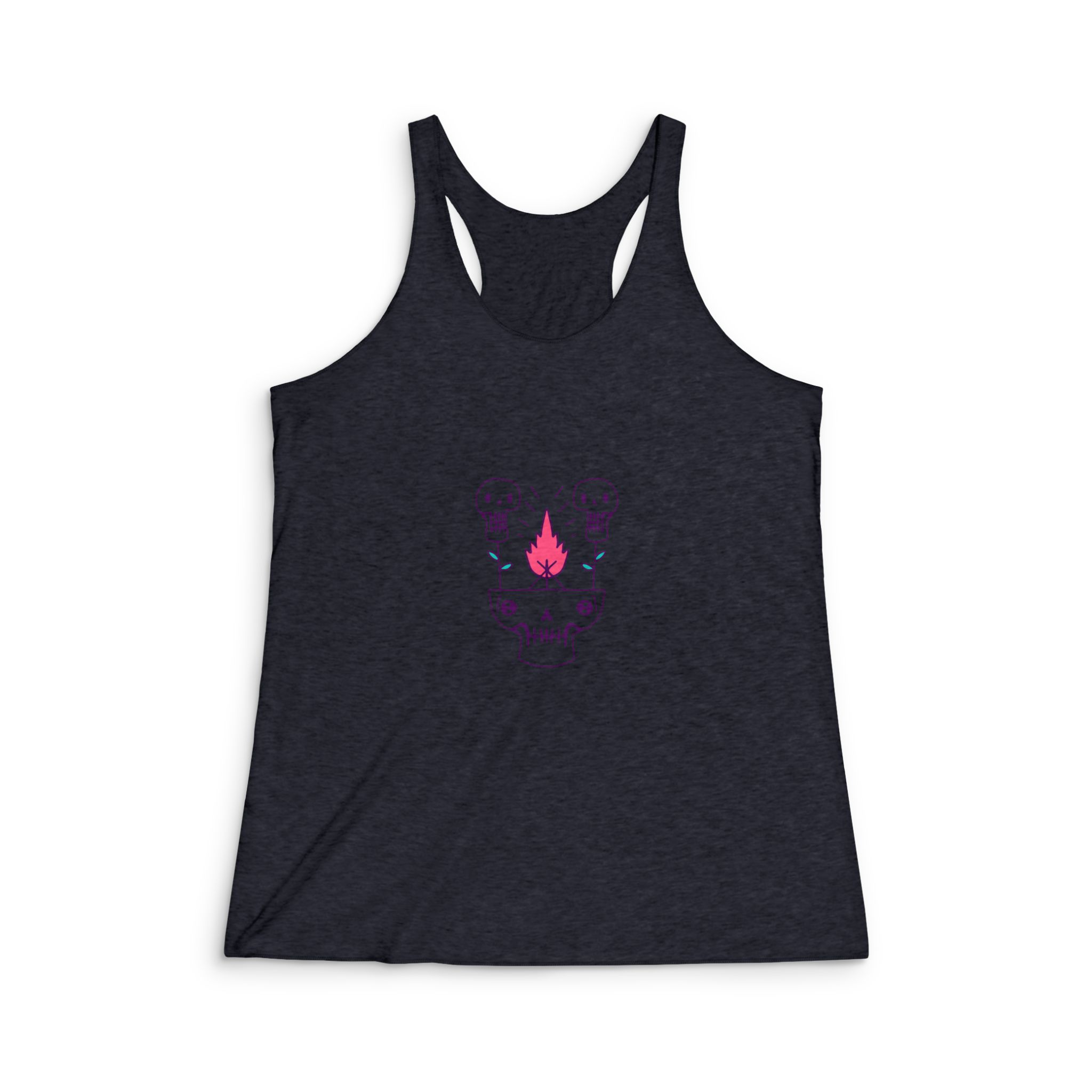 Hipster Plant Skulls With Campfire Illustration T Shirt Sticker Apparel Merchandise Womens Tri Blend Racerback Tank - Image 2
