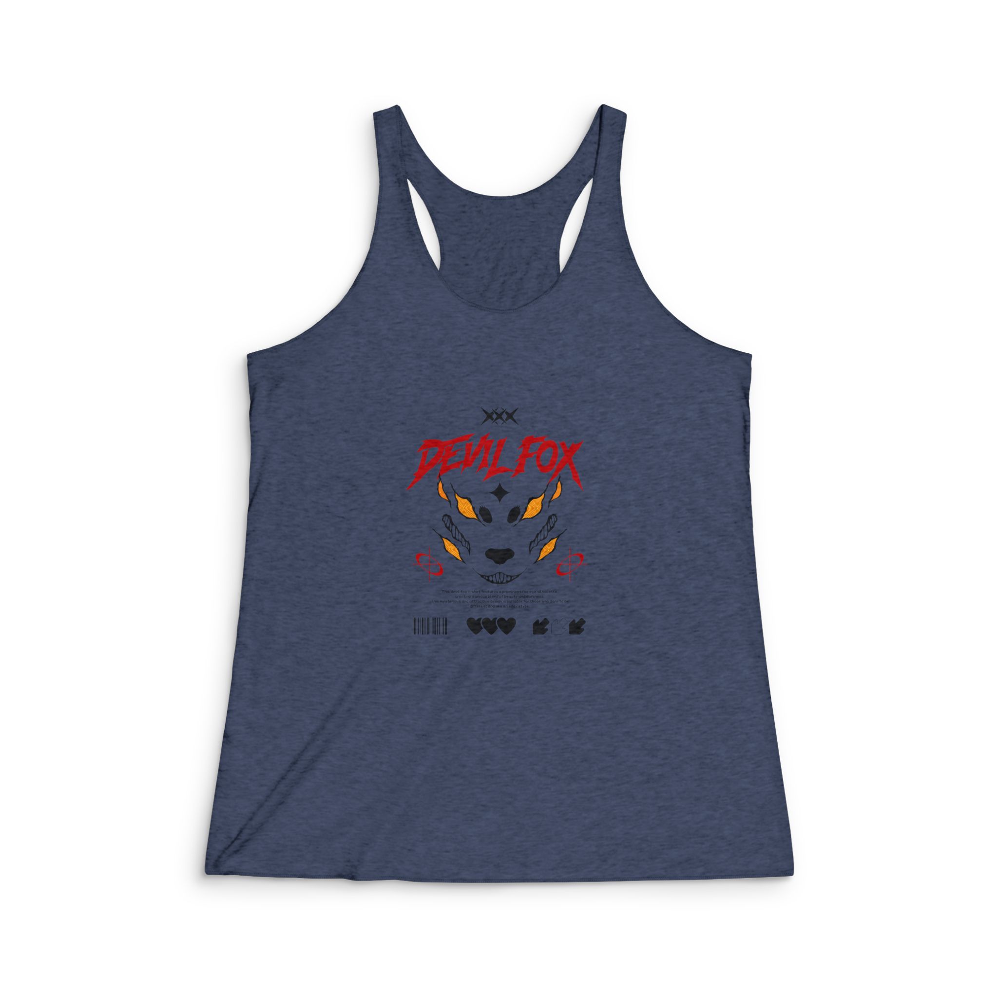 Devil Fox T Shirt Design Womens Tri Blend Racerback Tank - Image 3