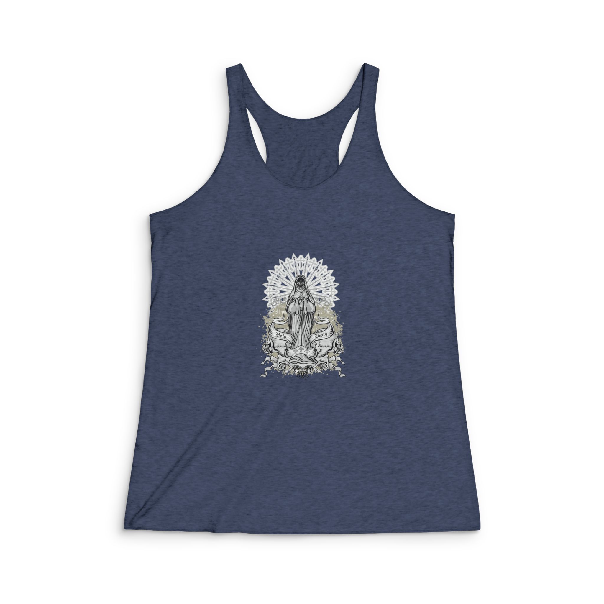 Gothic Sign With Skull Grunge Vintage Design T Shirts (38) Womens Tri Blend Racerback Tank - Image 3