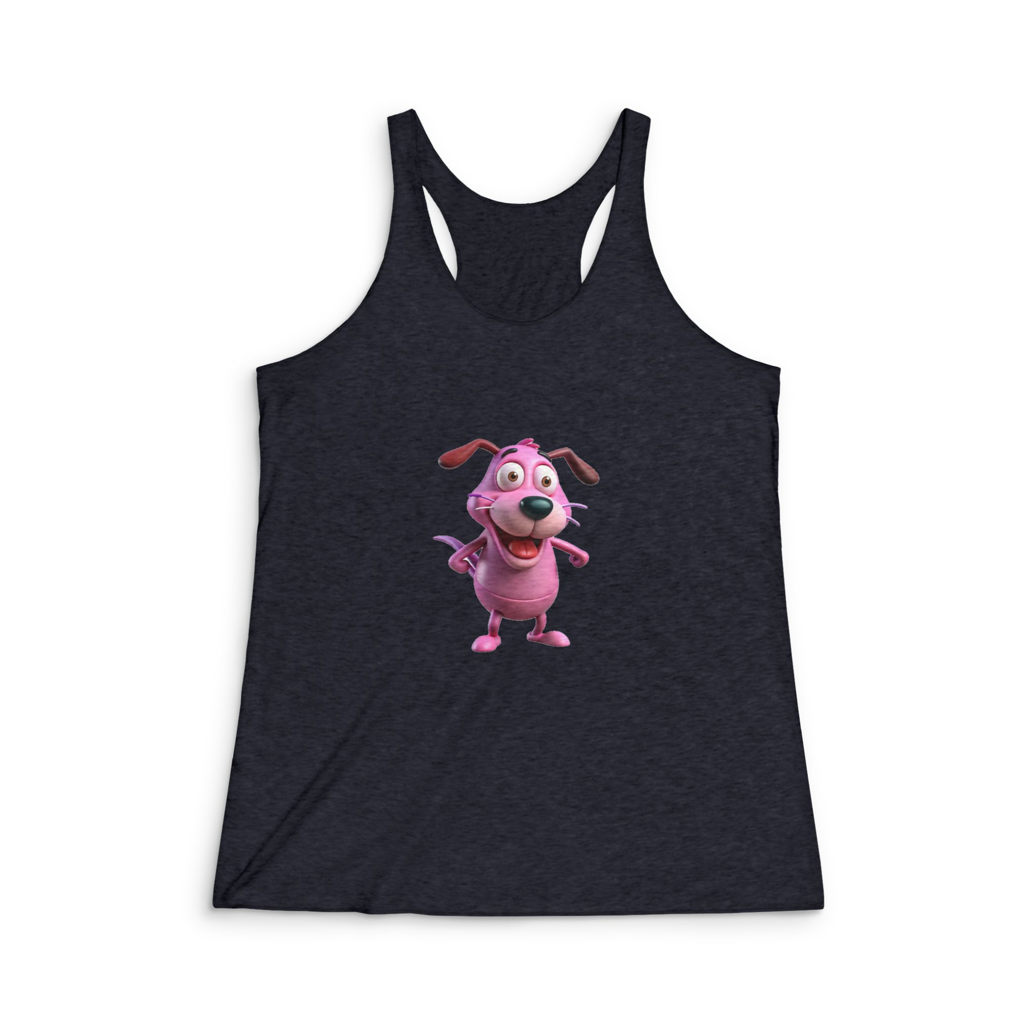 Courage Cowardly Dog Happy Mood Womens Tri Blend Racerback Tank - Image 2