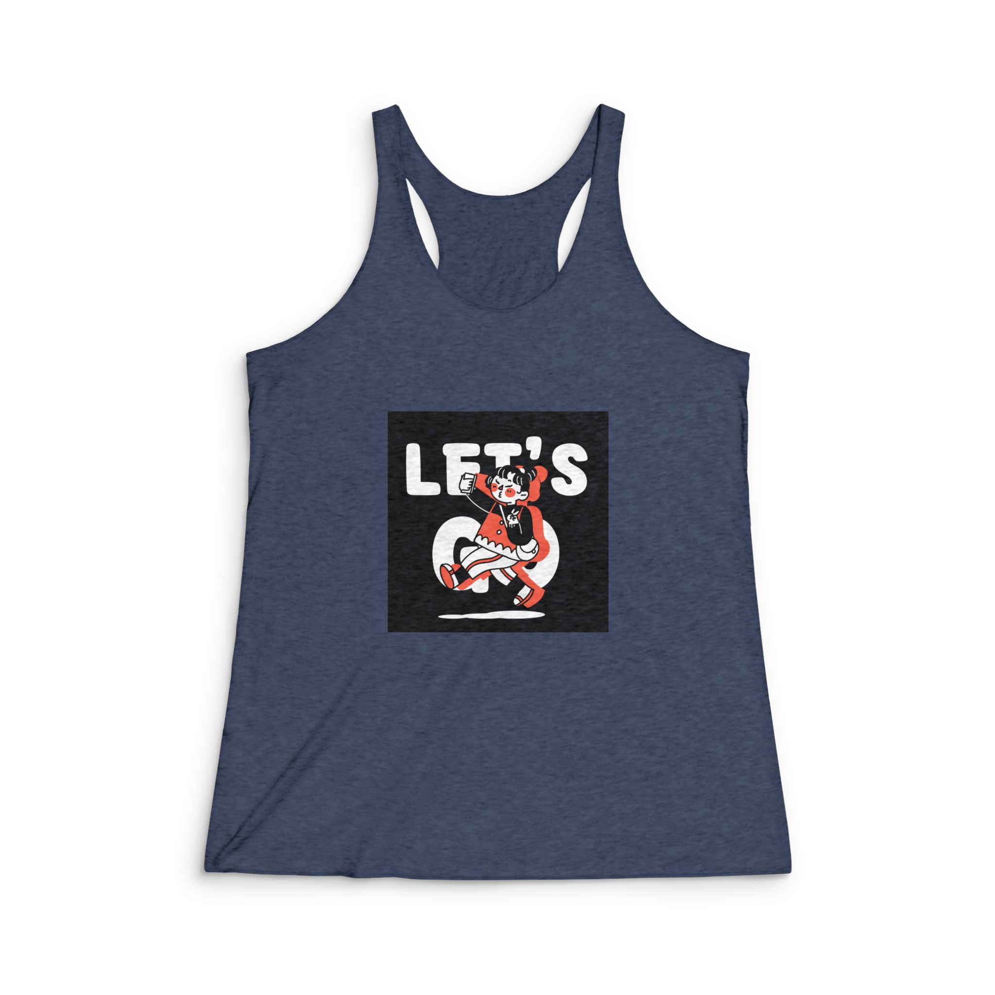 Let S Go Vacation Student College Teen Concept Doodle Illustration Womens Tri Blend Racerback Tank - Image 3