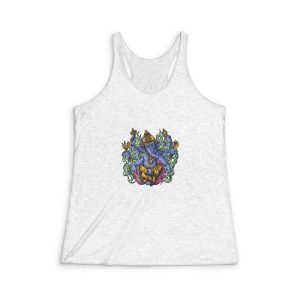 God Ganesha Sitting Position Illustration Womens Tri Blend Racerback Tank
