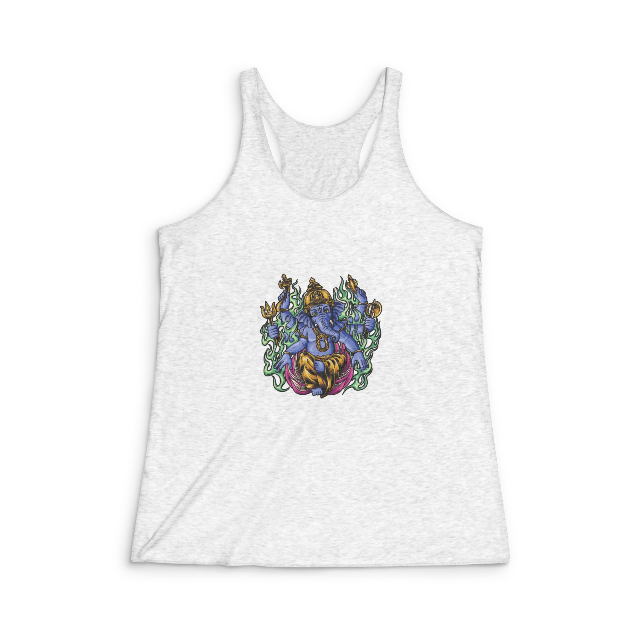 God Ganesha Sitting Position Illustration Womens Tri Blend Racerback Tank