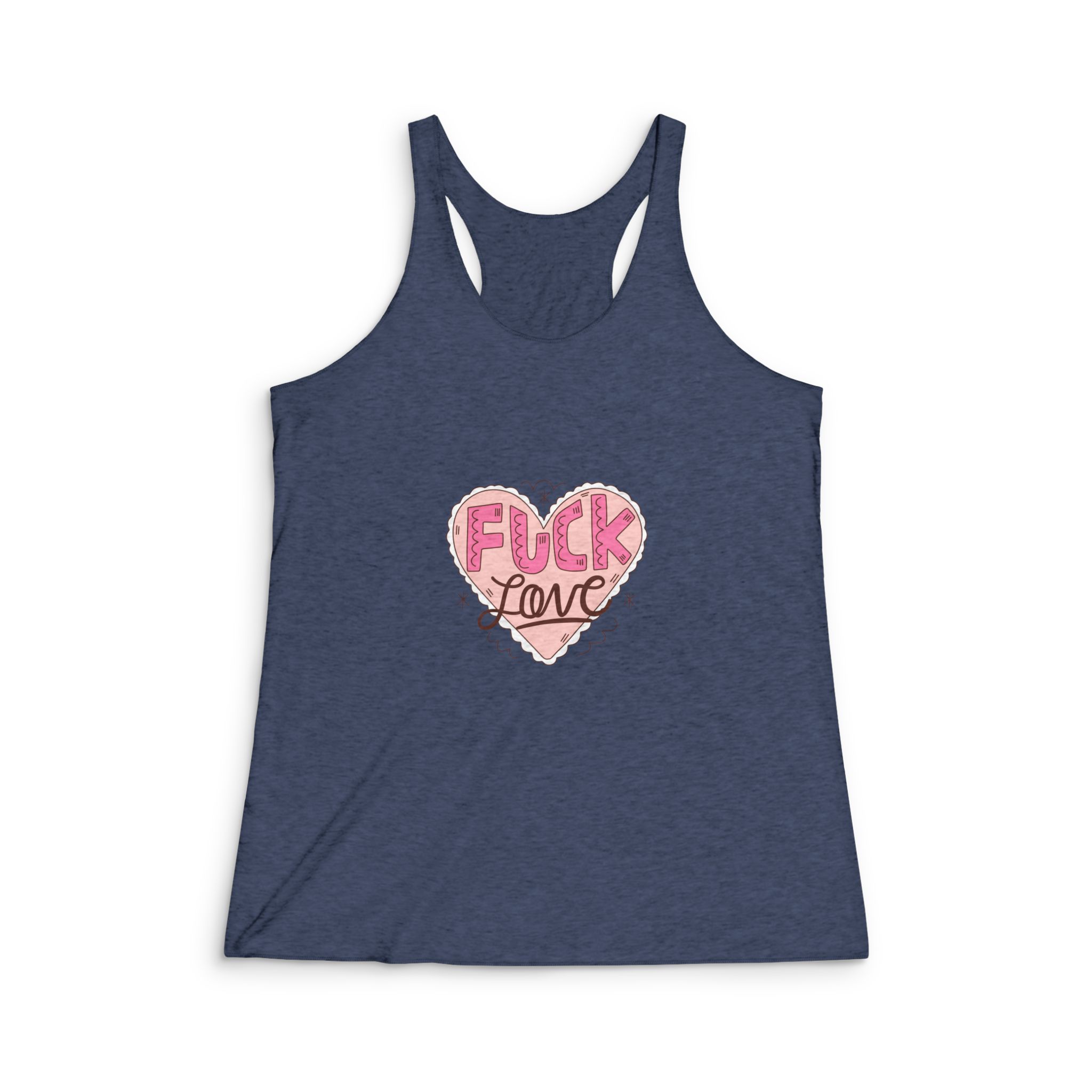 Hand Drawn No Love Illustration Womens Tri Blend Racerback Tank - Image 3