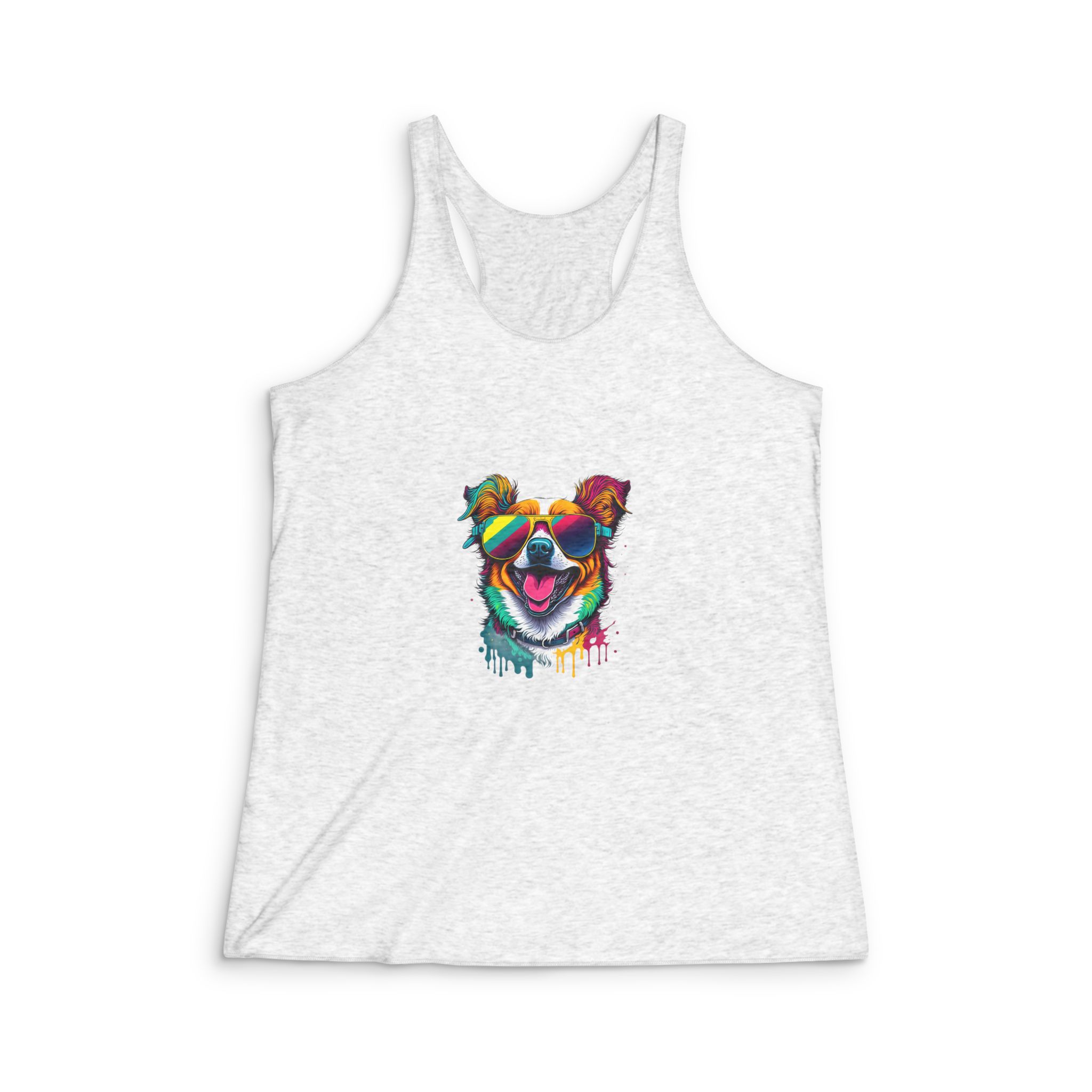 Happy Dog Womens Tri Blend Racerback Tank
