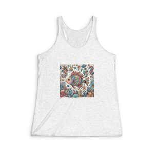 Drawing Fish Womens Tri Blend Racerback Tank