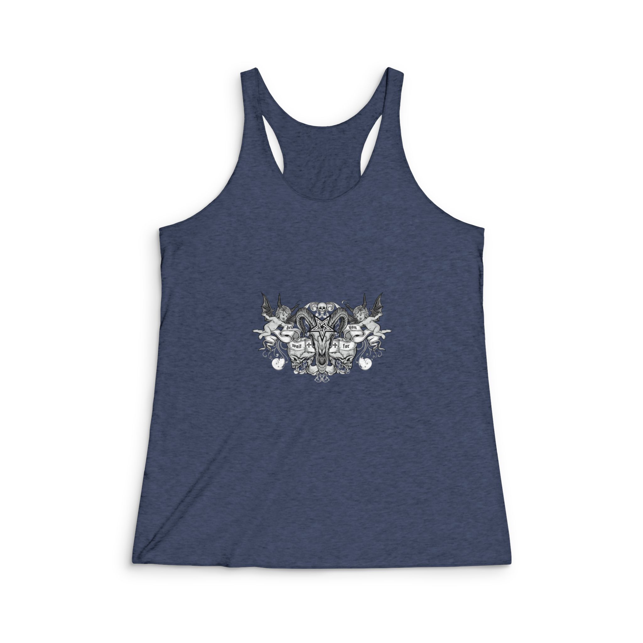 Gothic Sign With Skull Grunge Vintage Design T Shirts (36) Womens Tri Blend Racerback Tank - Image 3