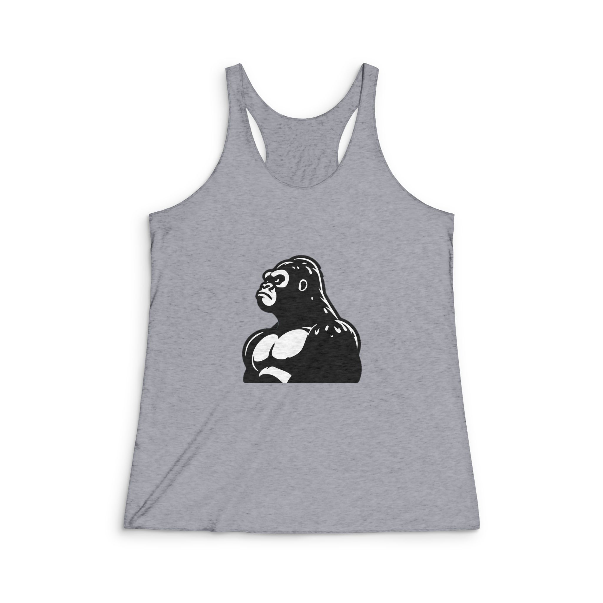 Gorilla Silhouette With Gray Background Womens Tri Blend Racerback Tank - Image 4