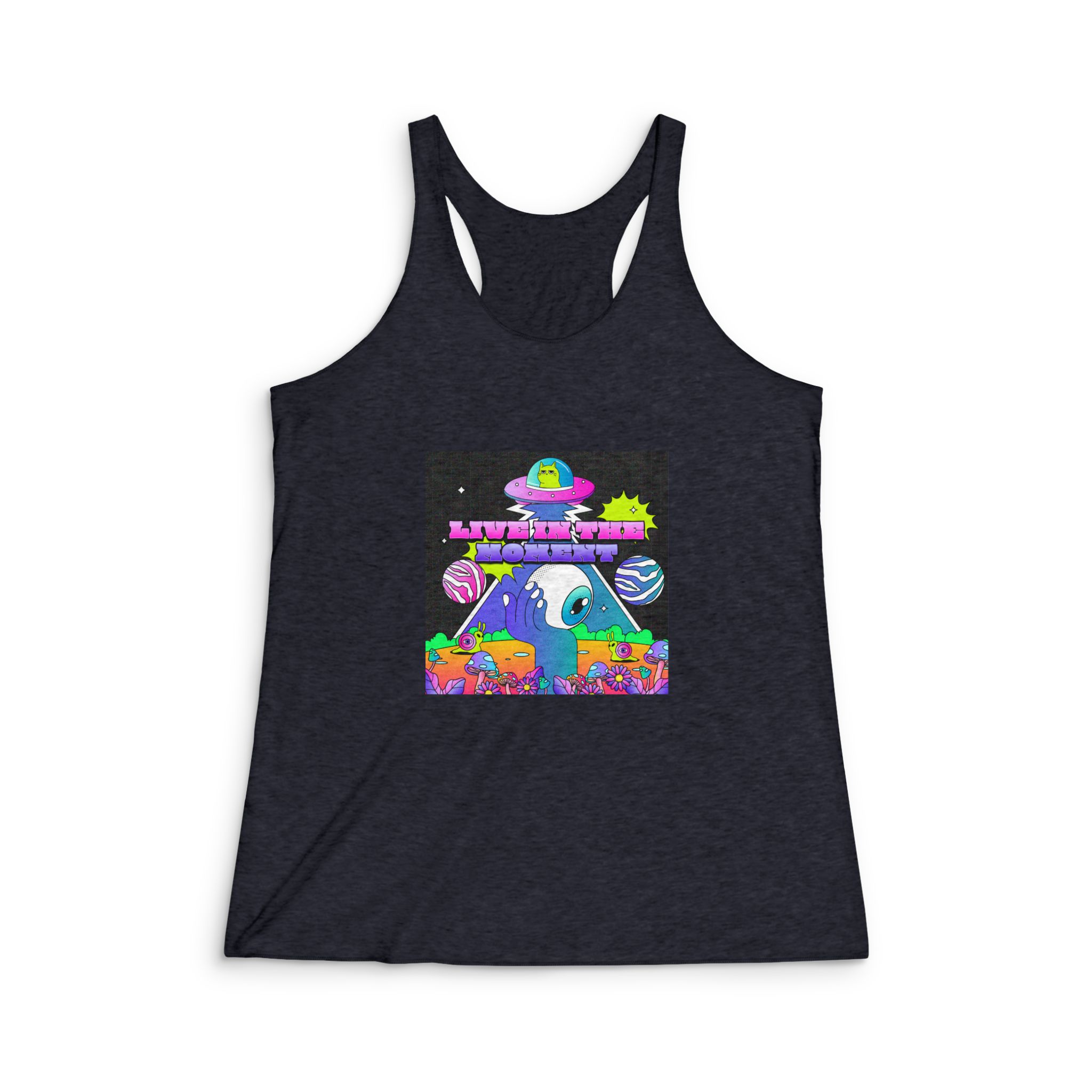 Gradient Psychedelic Illustration(2) Womens Tri Blend Racerback Tank - Image 2