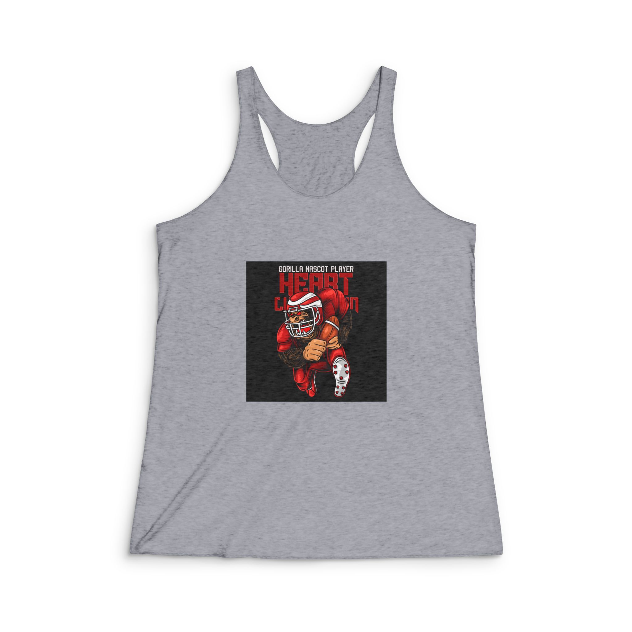 Gorilla Mascot American Football With Text Illustration Womens Tri Blend Racerback Tank - Image 4