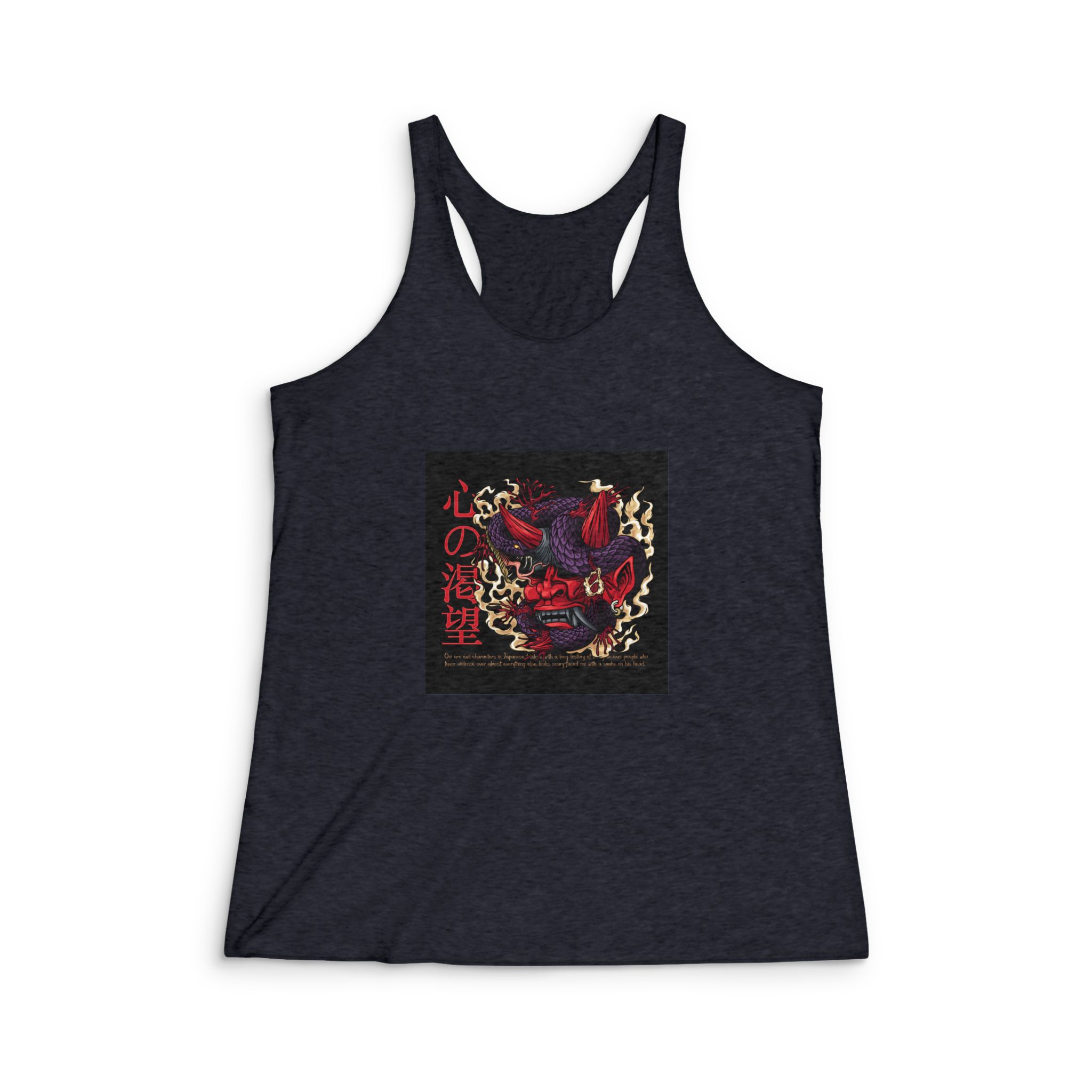 Killer Viper Demon Oni With Text Illustration Womens Tri Blend Racerback Tank - Image 2