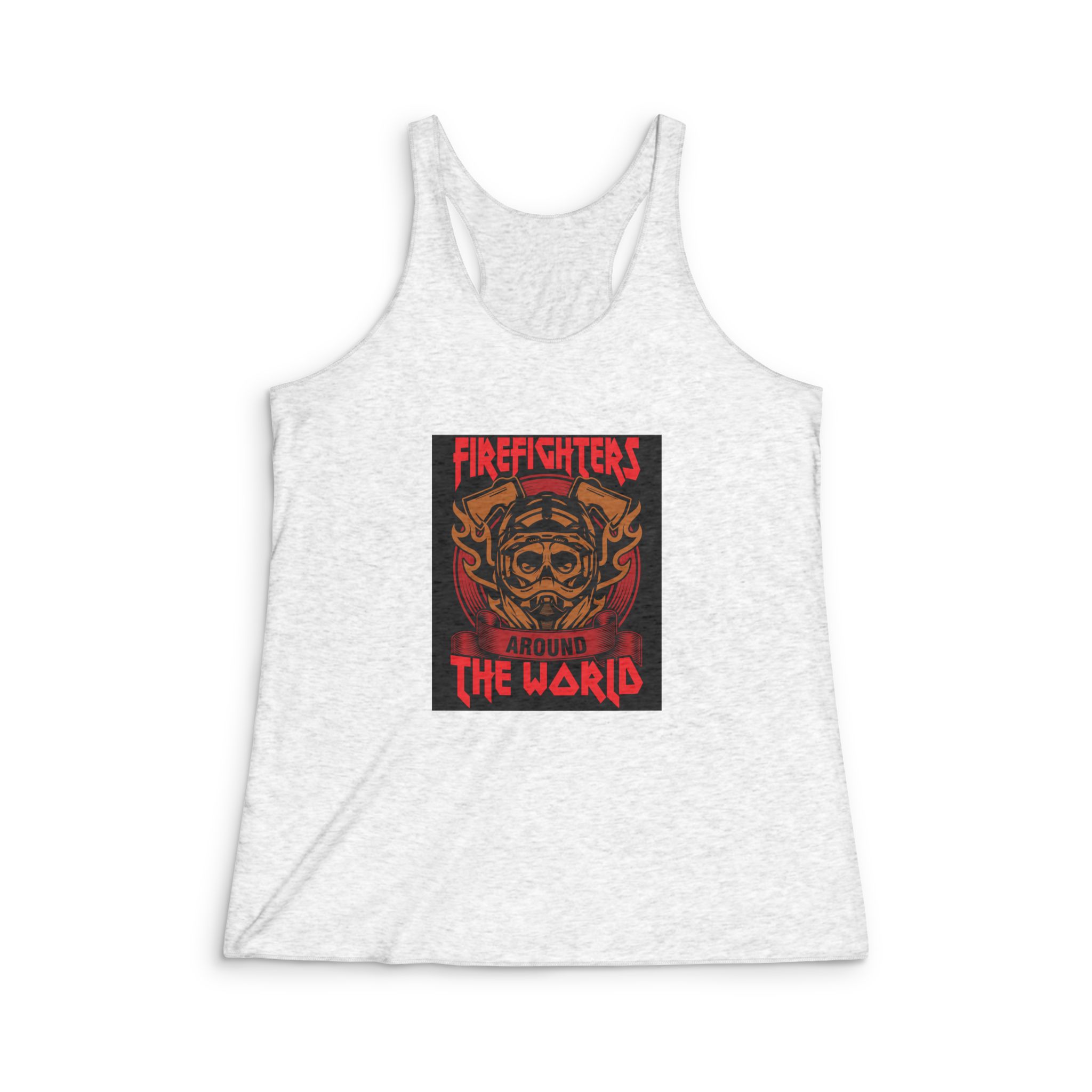 Firefighter Around the World Womens Tri Blend Racerback Tank