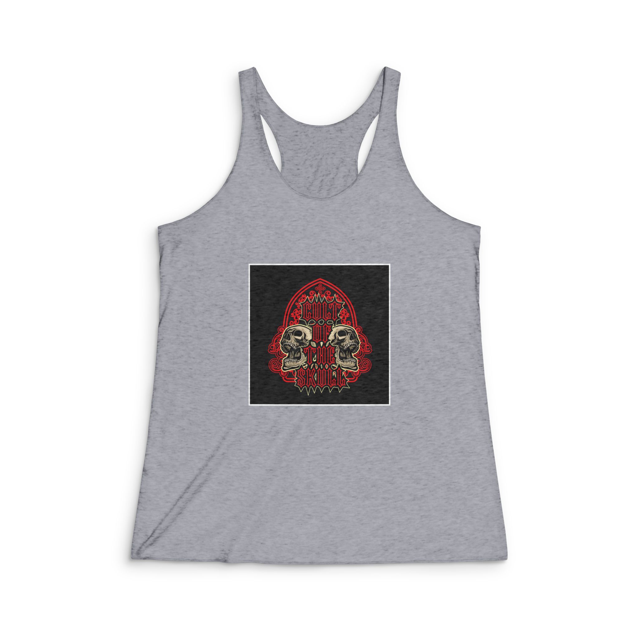 Cult Skull Gothic Skull Emblem Womens Tri Blend Racerback Tank - Image 4