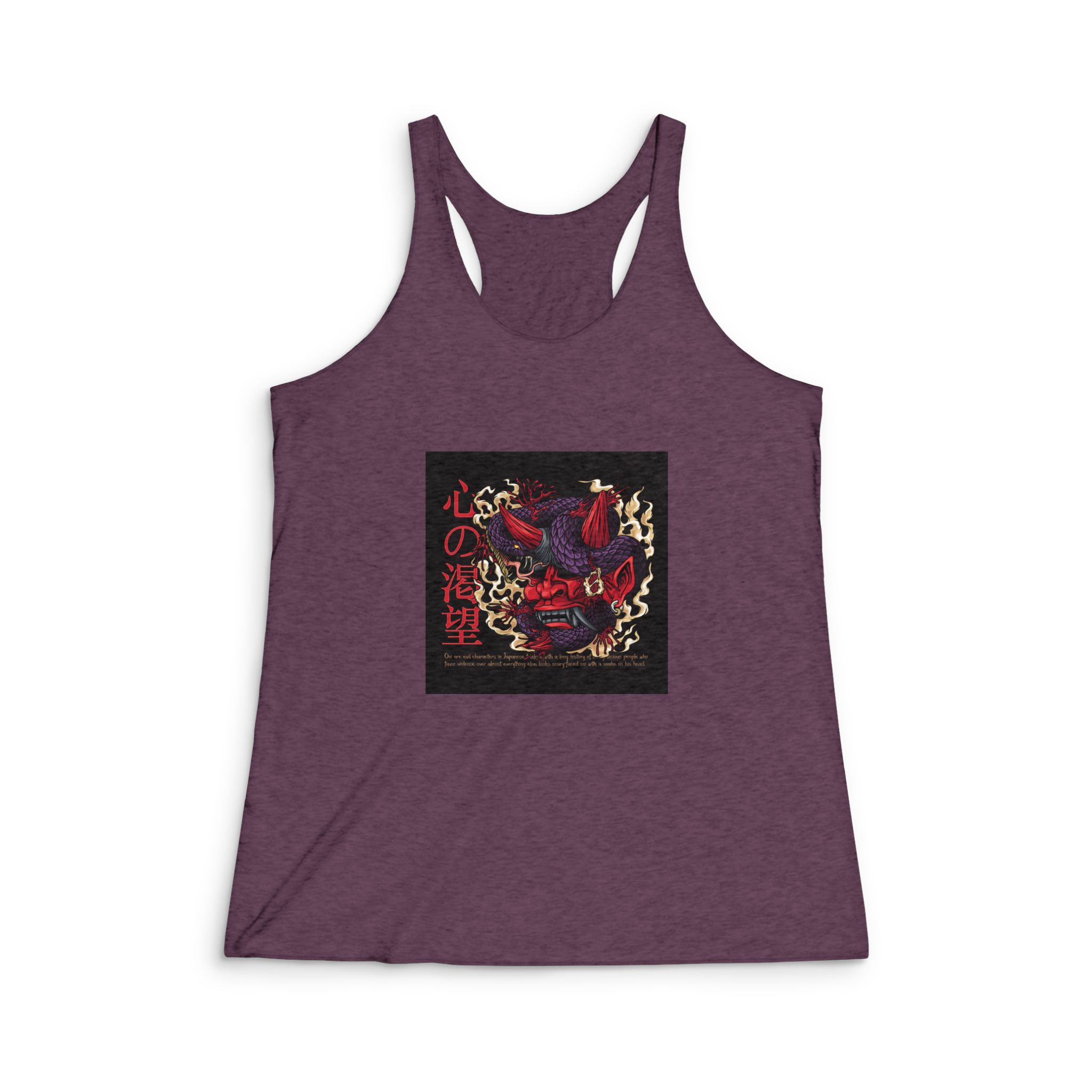 Killer Viper Demon Oni With Text Illustration Womens Tri Blend Racerback Tank - Image 5