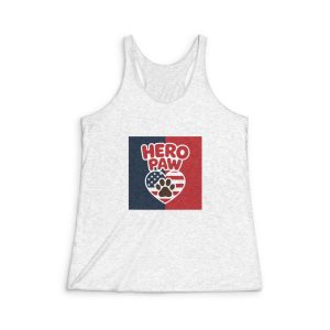 Hero Paw Patriotic Heart With American Flag Paw Print Womens Tri Blend Racerback Tank