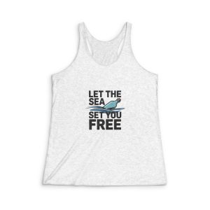 Let Sea Set You Free Bottle Ocean Graphic T Shirt Design Womens Tri Blend Racerback Tank
