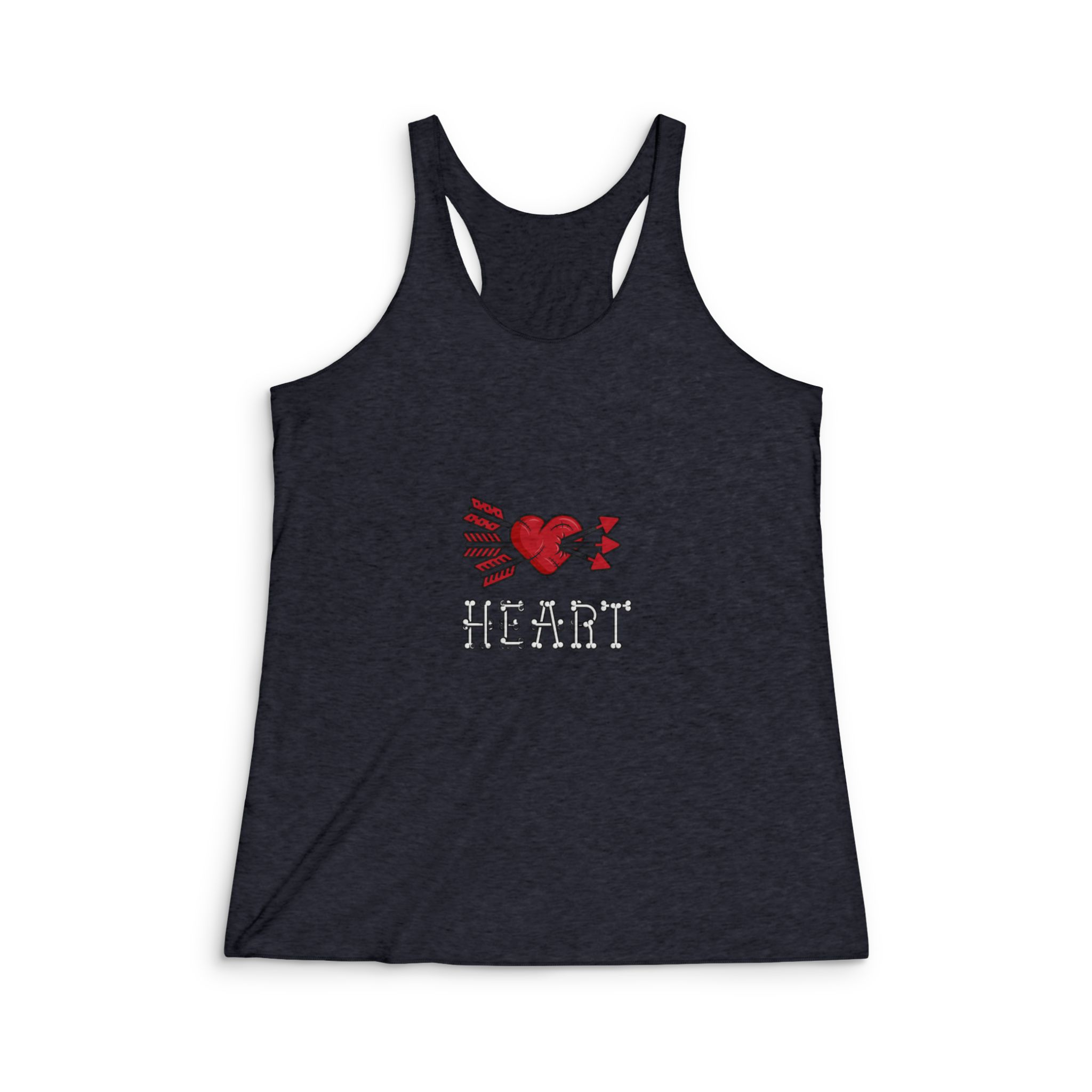 Heart Cut Stitched While Surrounded By Bones That Make Up Heart Womens Tri Blend Racerback Tank - Image 2