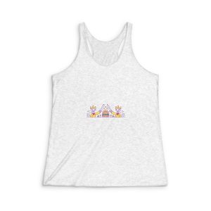 King Skull Holding Sword With Burger Illustration T Shirt Womens Tri Blend Racerback Tank