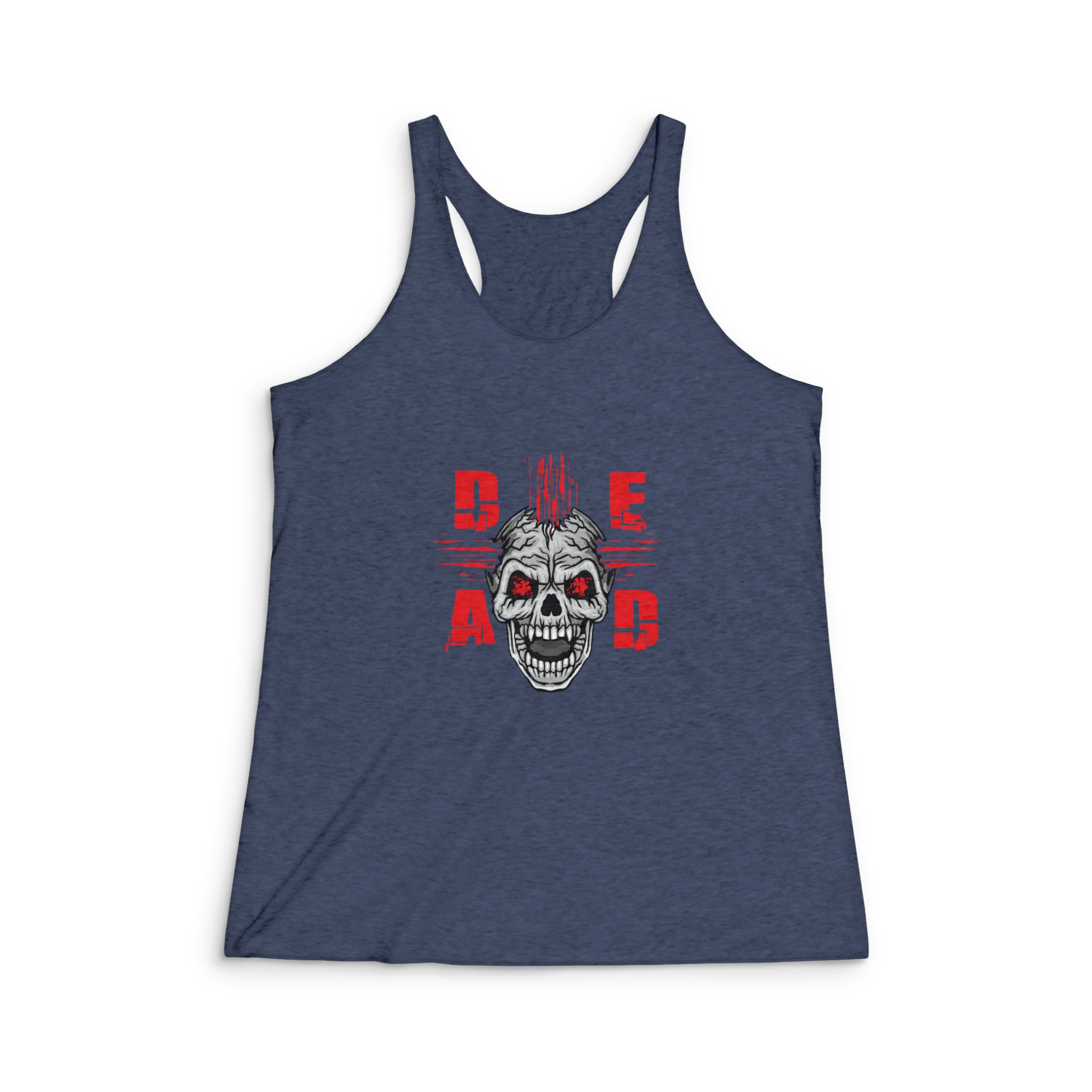 Gothic Sign With Skull Grunge Vintage Design T Shirts (48) Womens Tri Blend Racerback Tank - Image 3