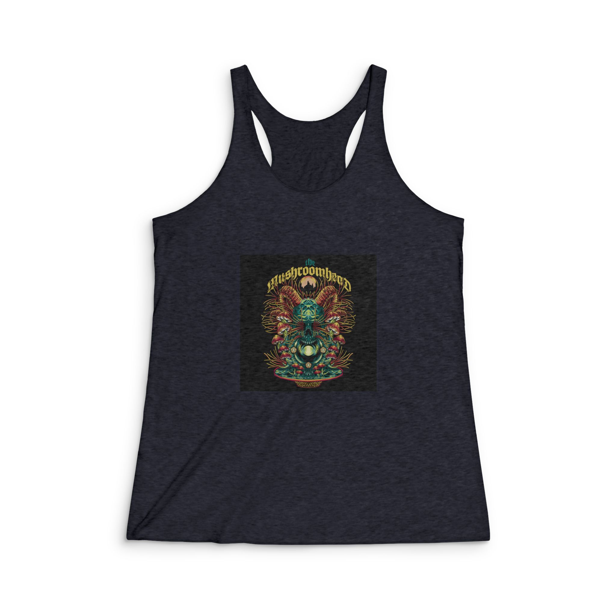 Demon Shroom With Text Illustration Womens Tri Blend Racerback Tank - Image 2