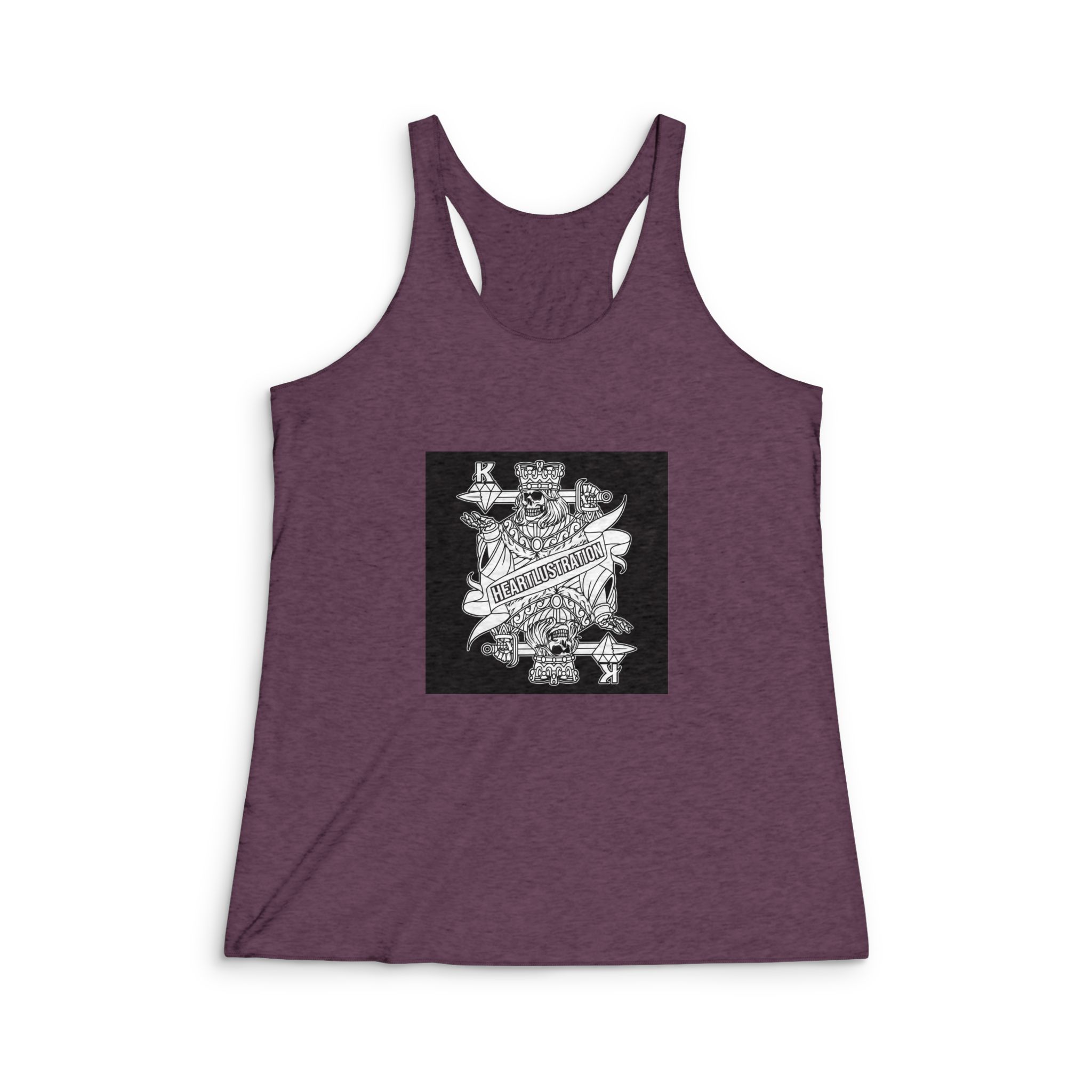 King Card Black White Illustration Womens Tri Blend Racerback Tank - Image 5