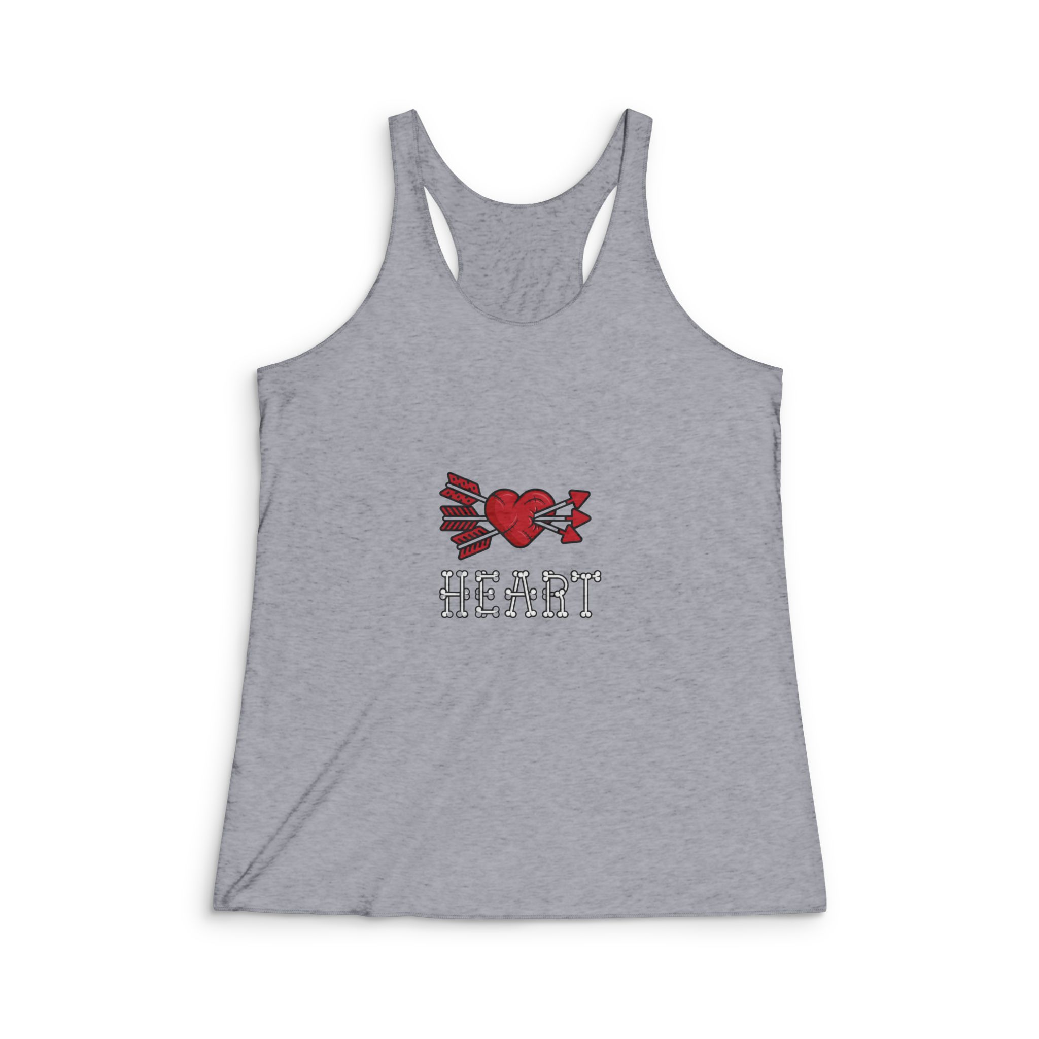 Heart Cut Stitched While Surrounded By Bones That Make Up Heart Womens Tri Blend Racerback Tank - Image 4