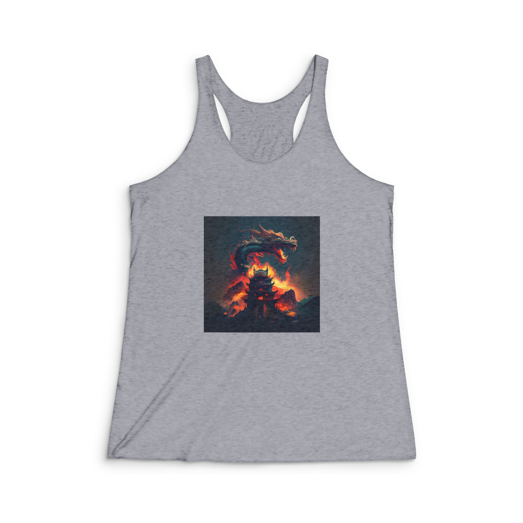 Estilo Arte Avalancha Dragon Largo Volando Generativo Ai Womens Tri Blend Racerback Tank - Image 4