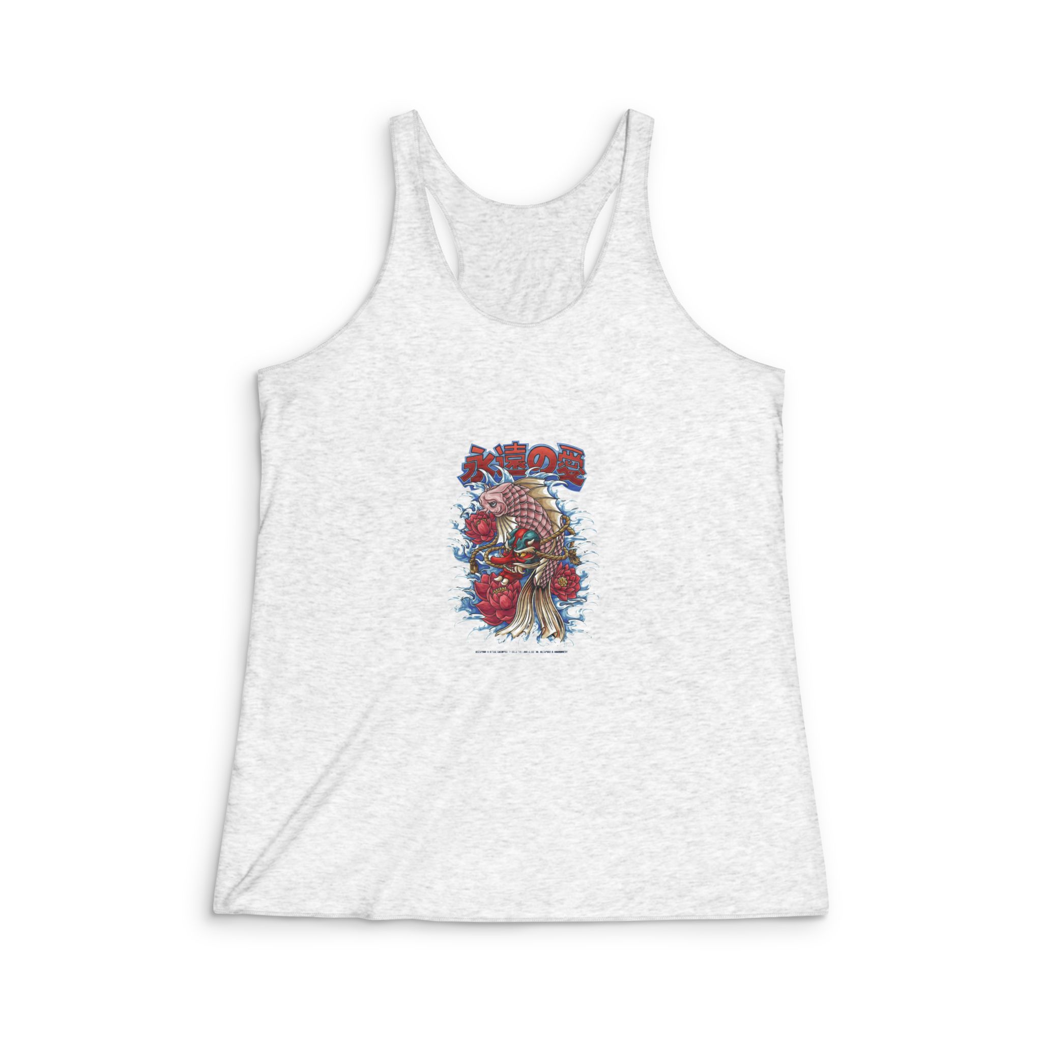 Koi Oni With Text Illustration Womens Tri Blend Racerback Tank